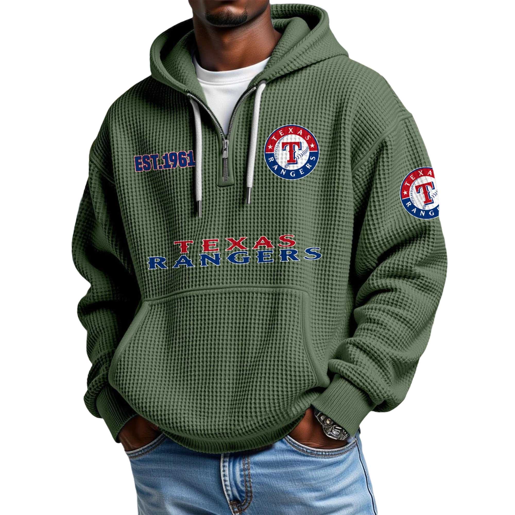 Rangers EST 1961 Waffle Quarter Zip Hoodie 2 Rangers EST 1961 Waffle Quarter Zip Hoodie (2)