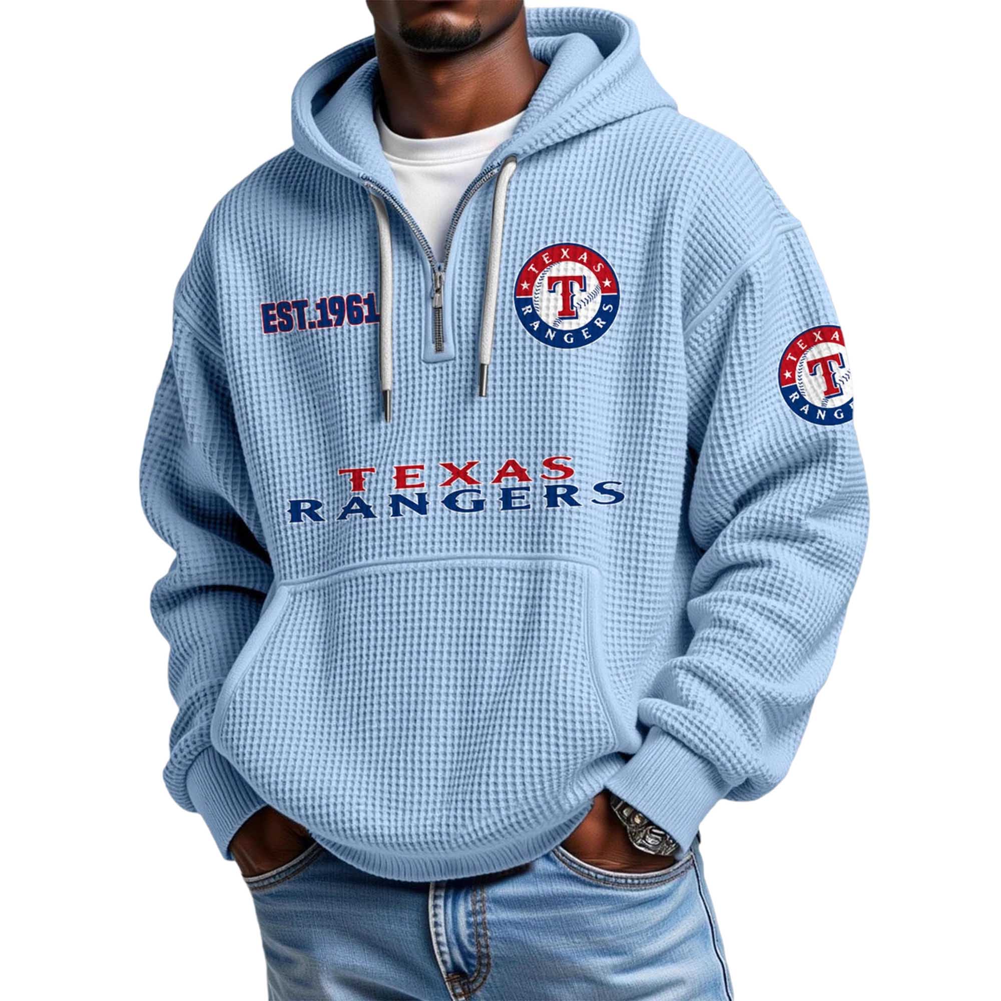 Rangers EST 1961 Waffle Quarter Zip Hoodie 5 Rangers EST 1961 Waffle Quarter Zip Hoodie (3)