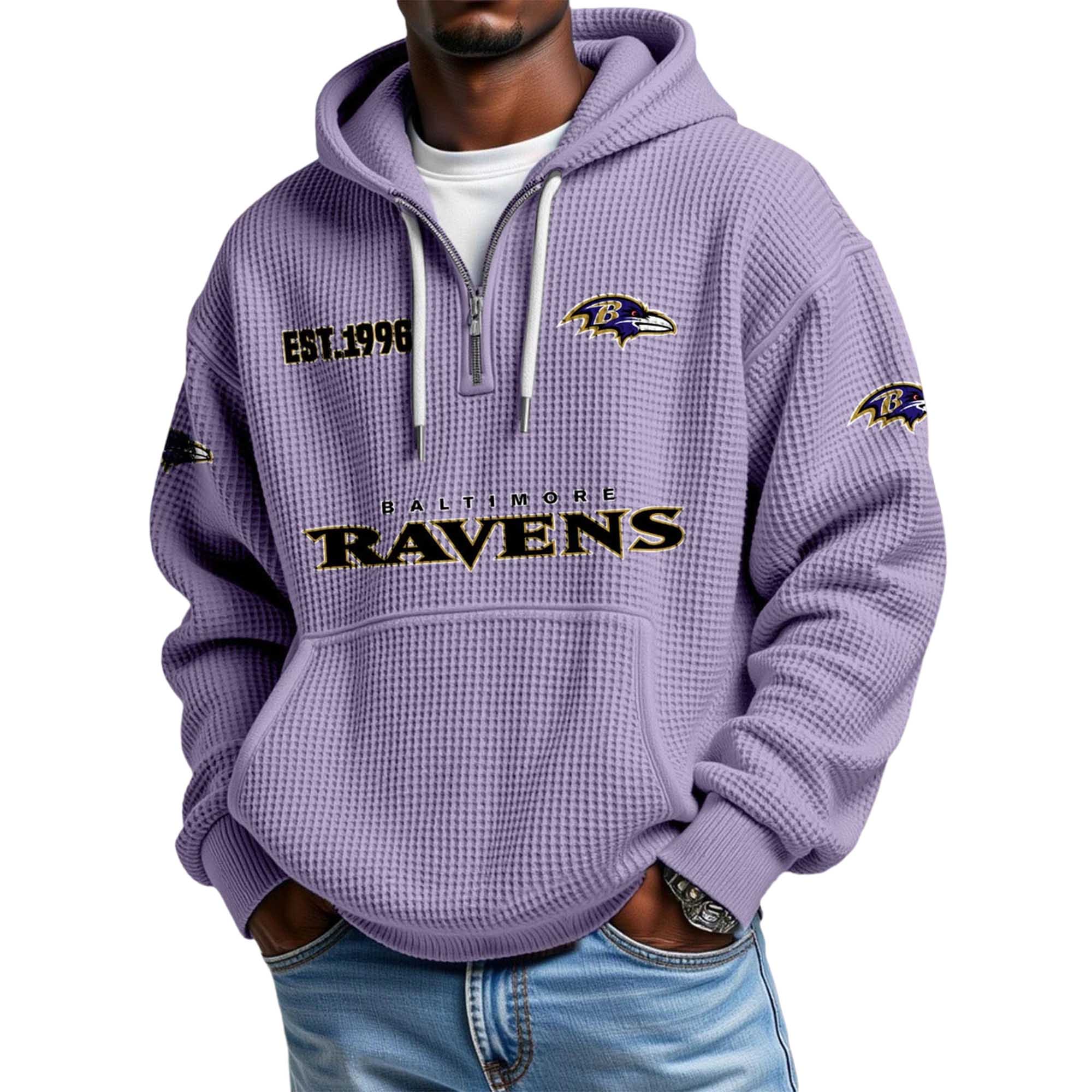 Ravens EST 1996 Quarter Zip Waffle Hoodie 3 Ravens EST 1996 Quarter Zip Waffle Hoodie 3