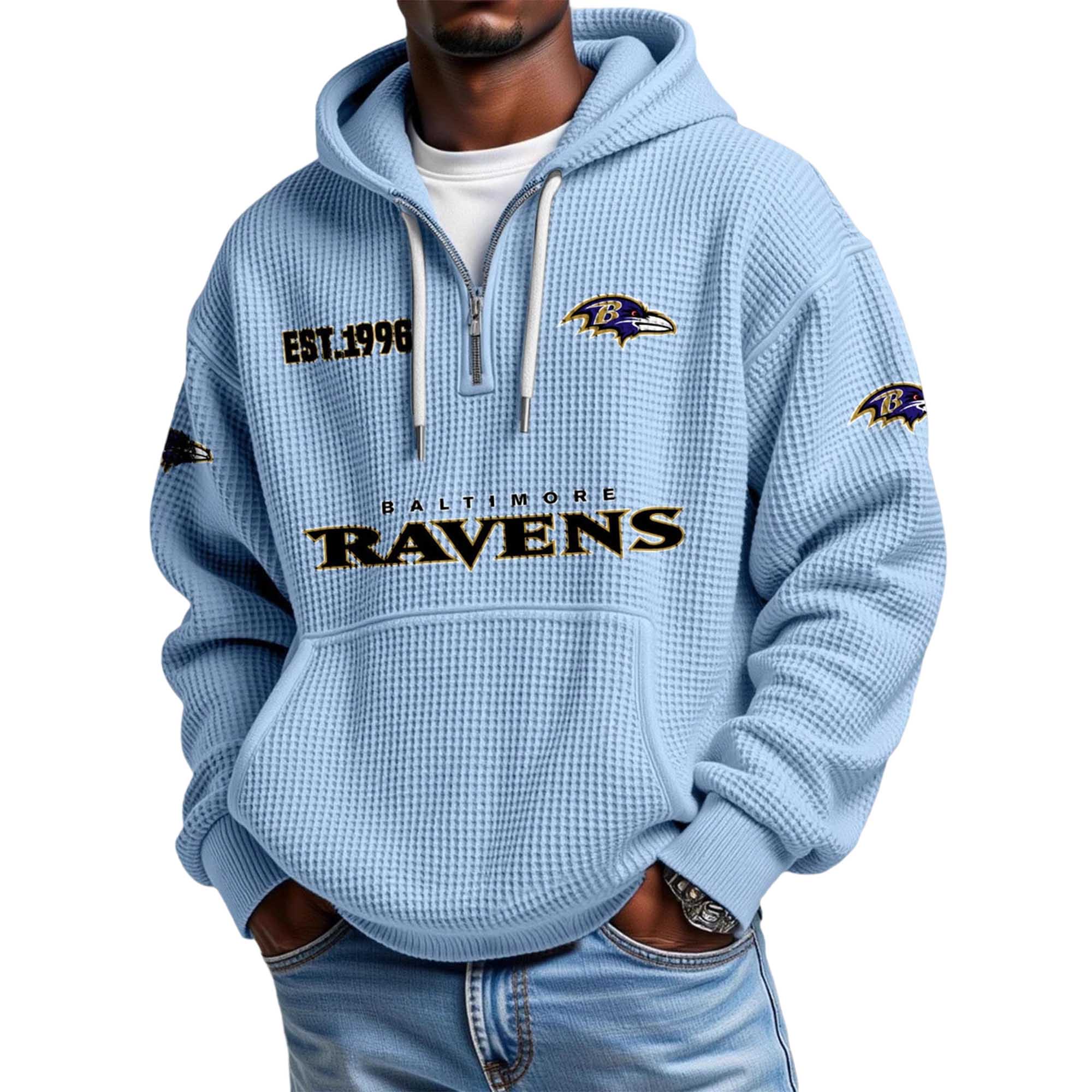 Ravens EST 1996 Quarter Zip Waffle Hoodie 5 Ravens EST 1996 Quarter Zip Waffle Hoodie 5