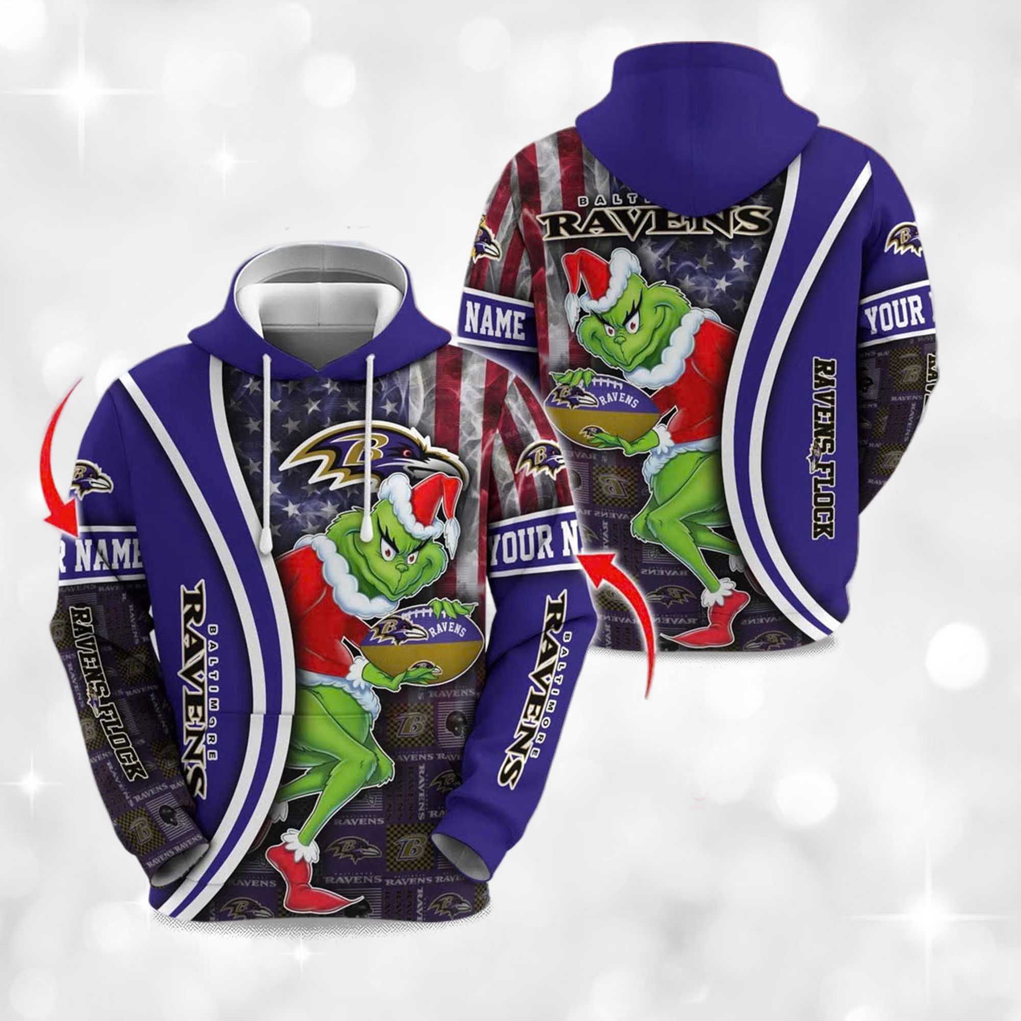 Ravens The Grnch Christmas Football Hoodie 2 Ravens The Grnch Christmas Football Hoodie 2