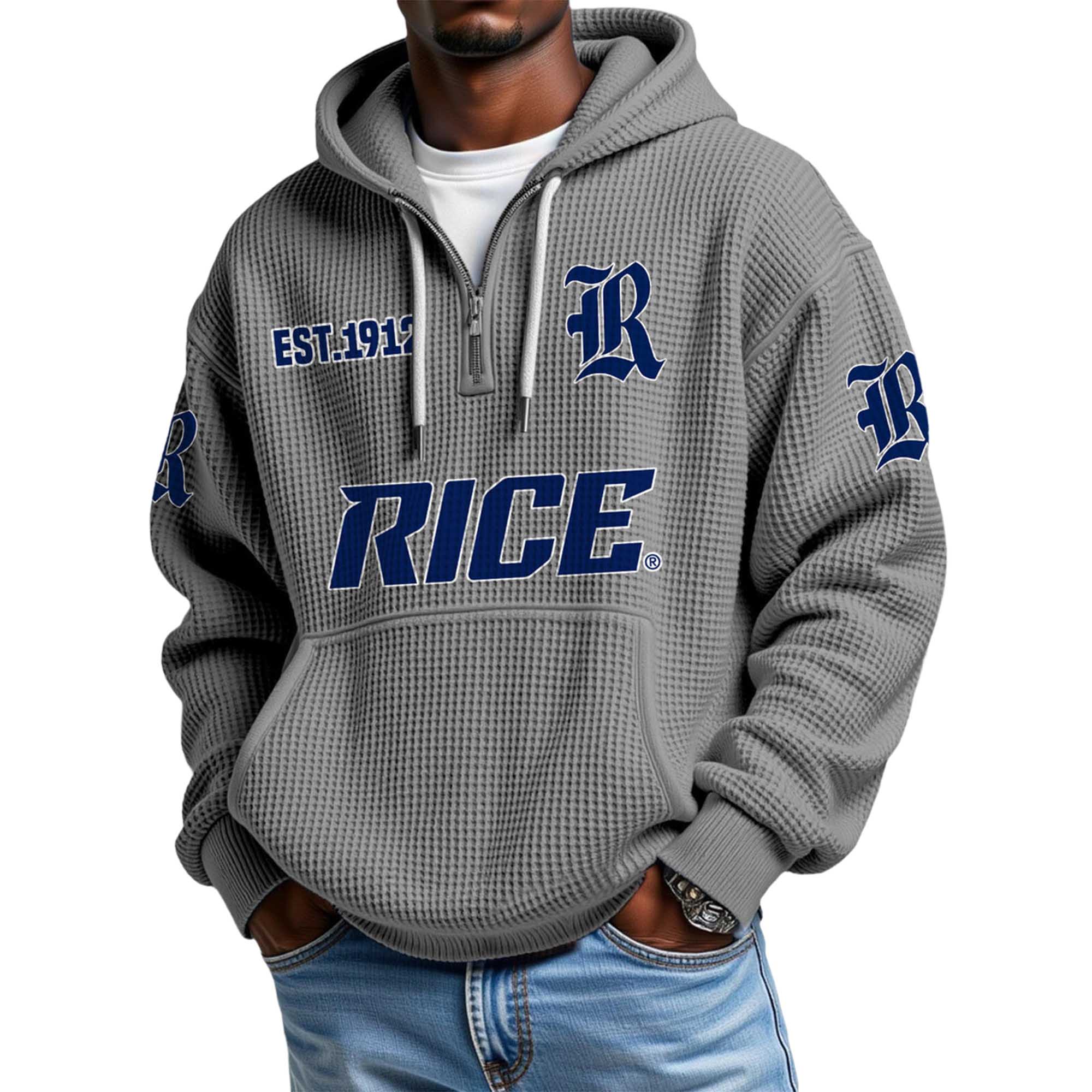 Rice EST 1912 Quarter Zip Waffle Hoodie 3 Rice EST 1912 Quarter Zip Waffle Hoodie 3