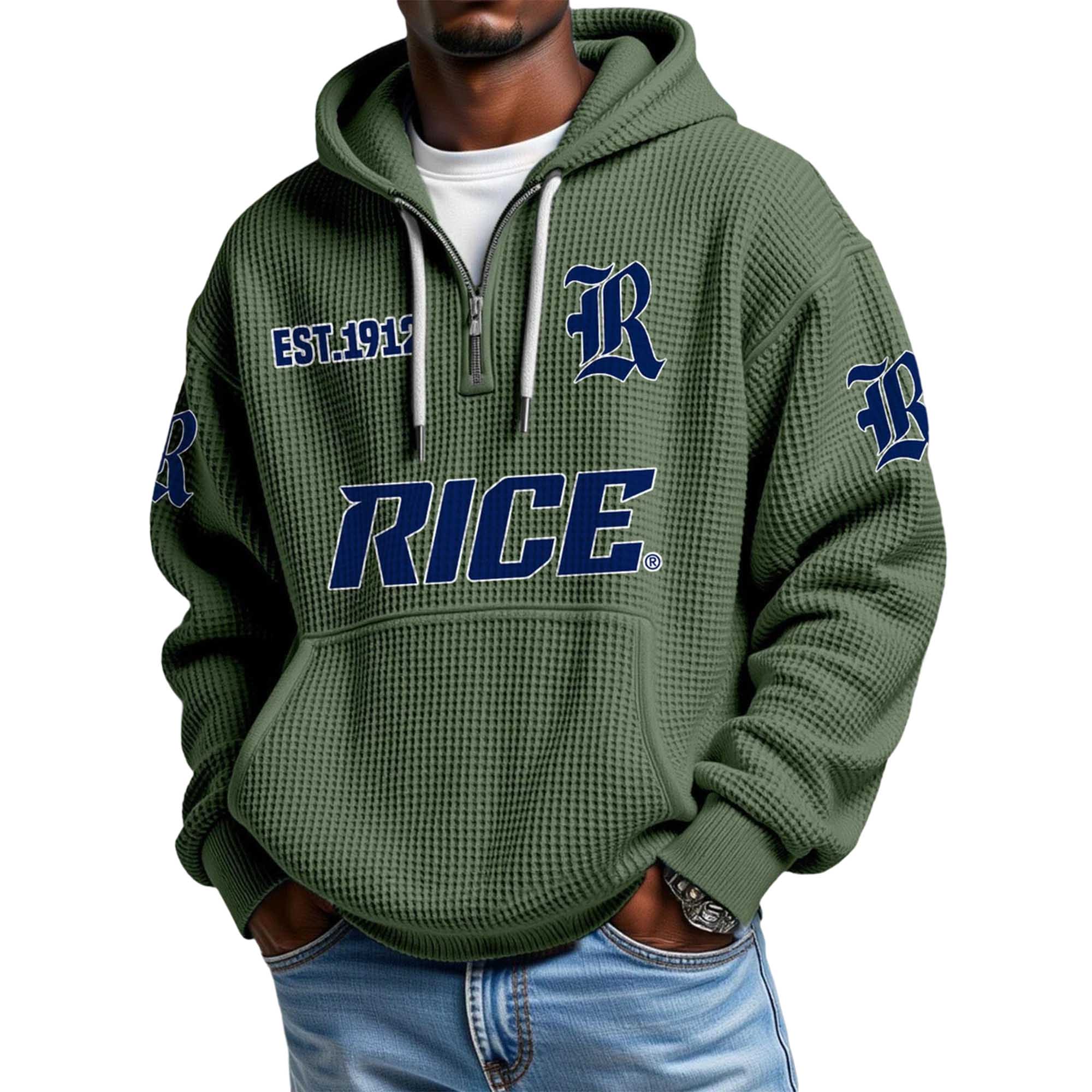 Rice EST 1912 Quarter Zip Waffle Hoodie 4 Rice EST 1912 Quarter Zip Waffle Hoodie 4