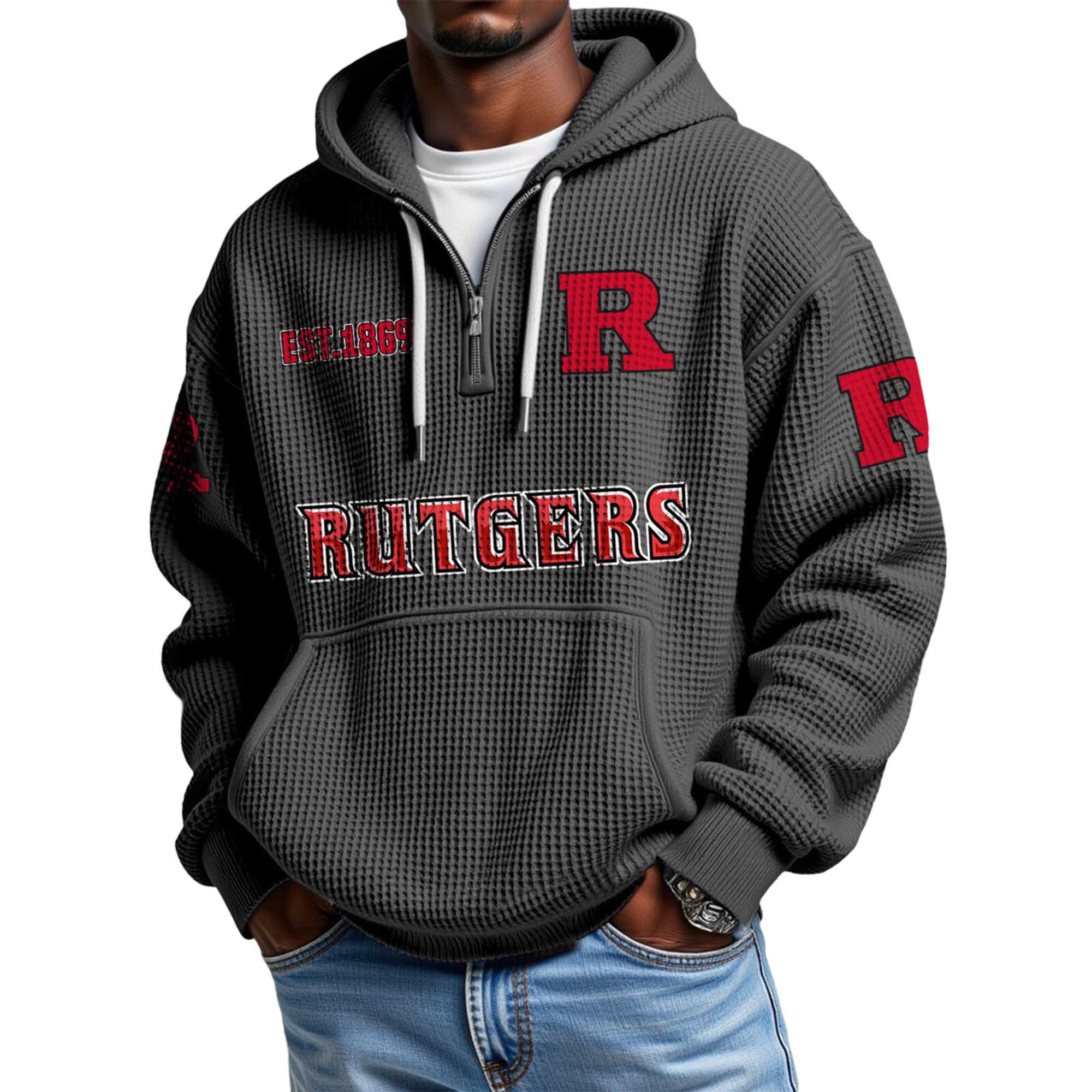 Rutgers EST 1869 Quarter Zip Waffle Hoodie Rutgers EST 1869 Quarter Zip Waffle Hoodie