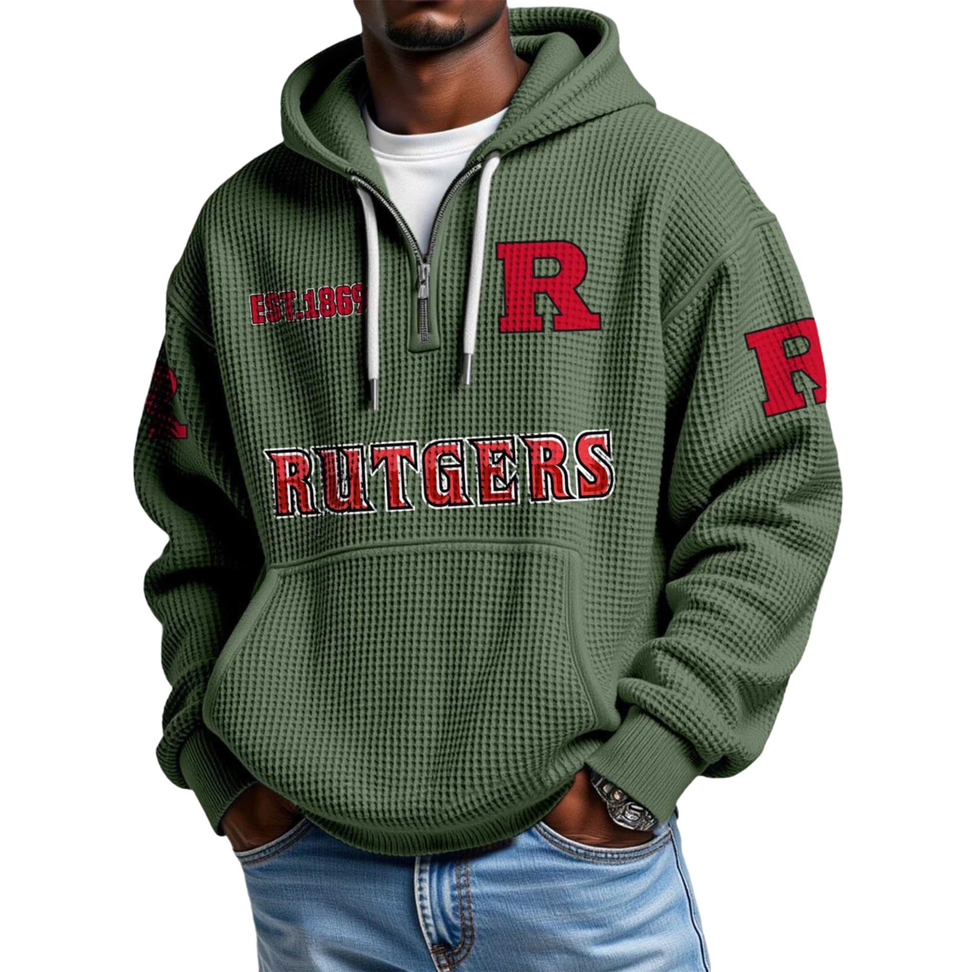 Rutgers EST 1869 Quarter Zip Waffle Hoodie 3 Rutgers EST 1869 Quarter Zip Waffle Hoodie 3