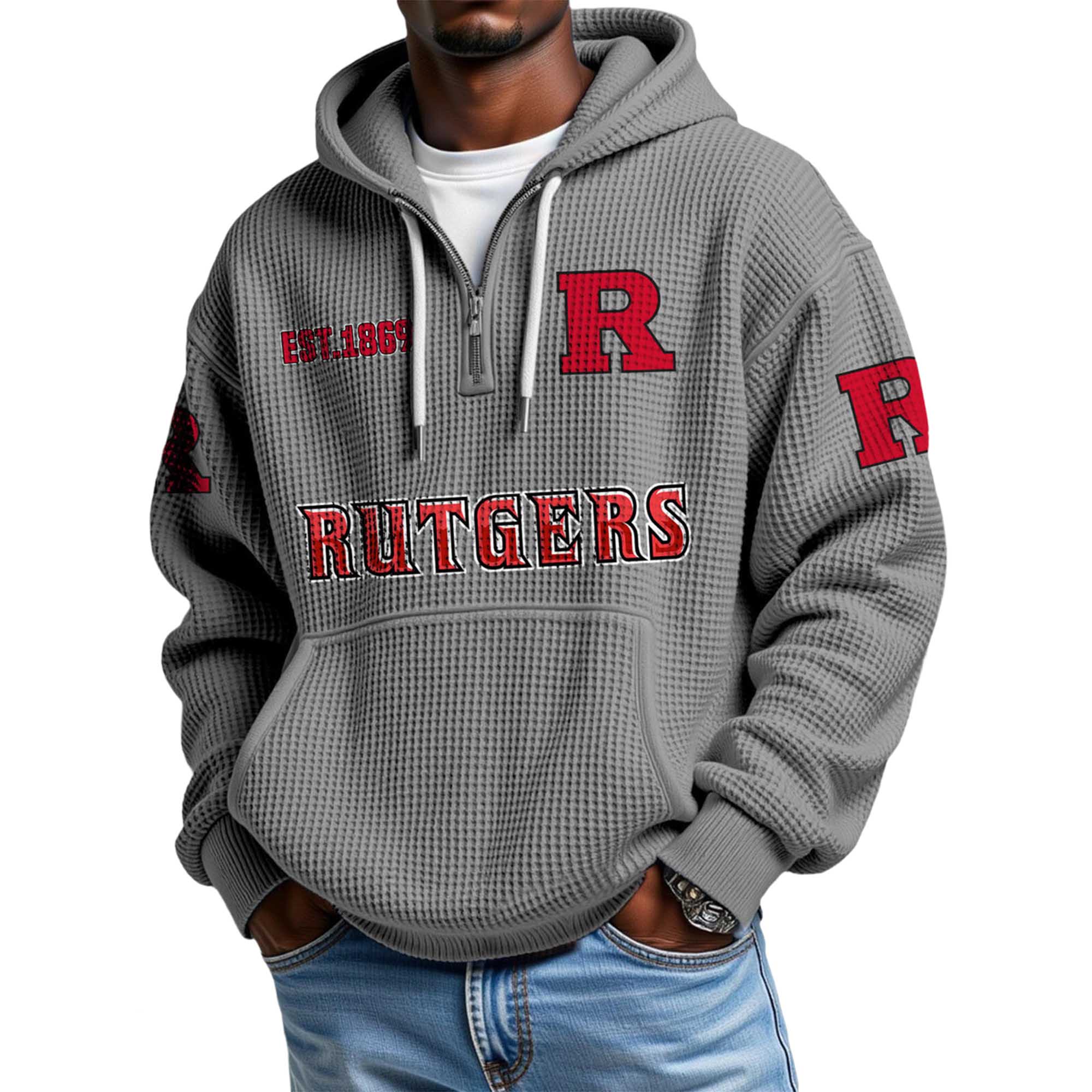 Rutgers EST 1869 Quarter Zip Waffle Hoodie 4 Rutgers EST 1869 Quarter Zip Waffle Hoodie 4