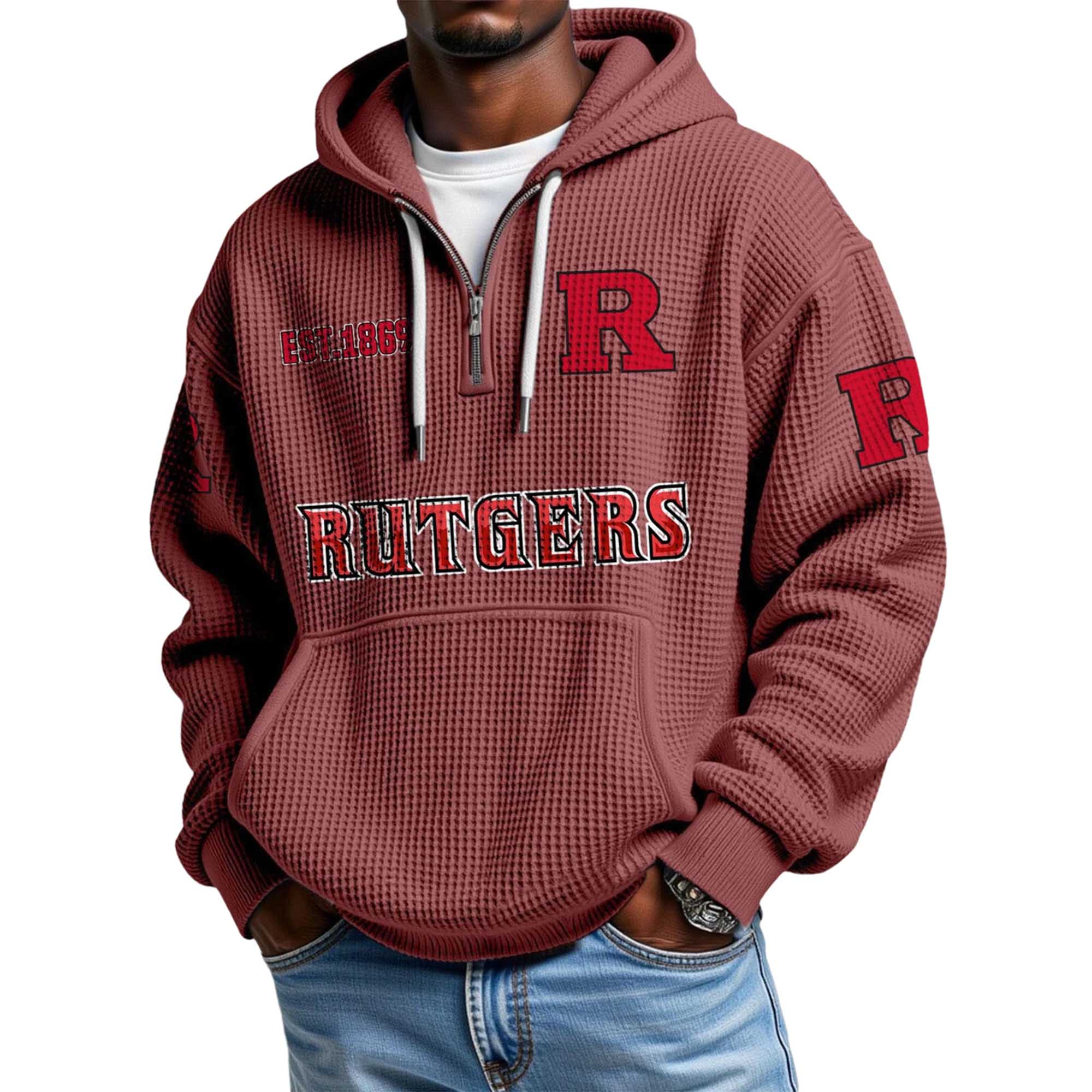 Rutgers EST 1869 Quarter Zip Waffle Hoodie 5 Rutgers EST 1869 Quarter Zip Waffle Hoodie 5