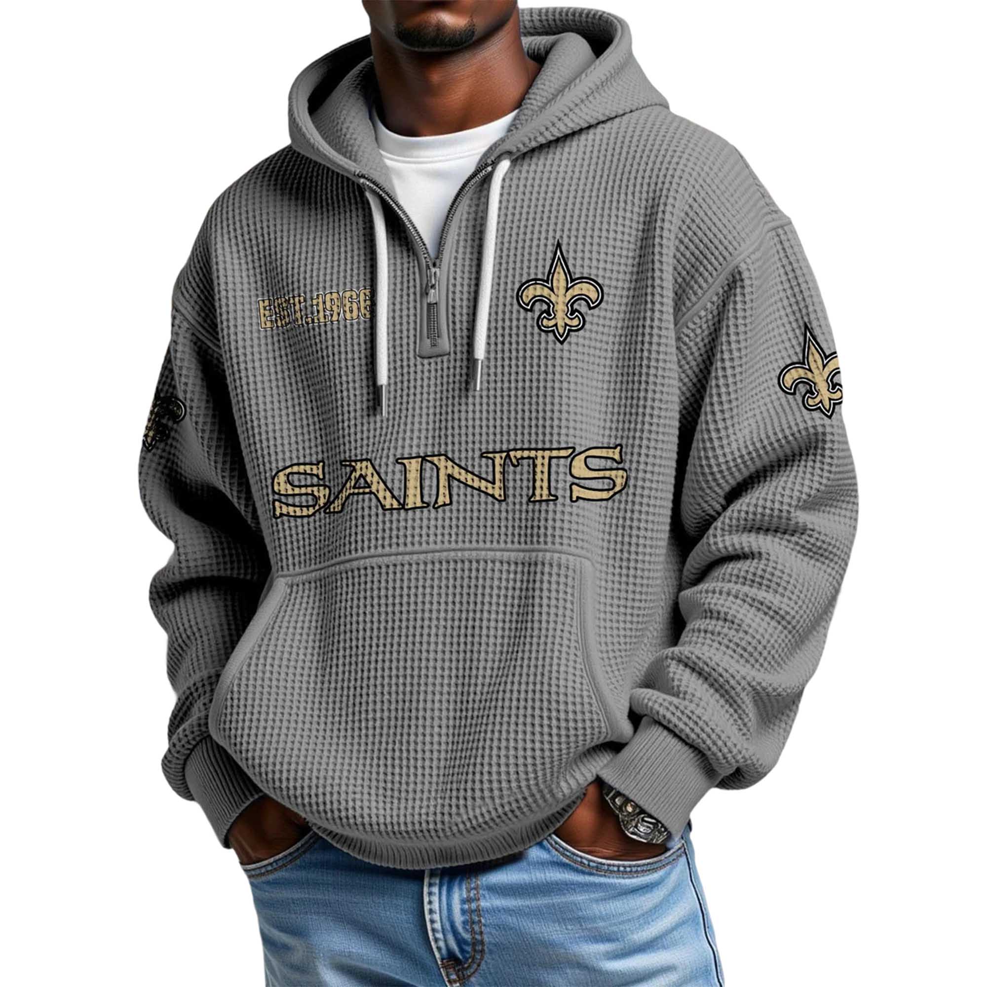 Saints EST 1966 Waffle Quarter Zip Hoodie 4 Saints EST 1966 Waffle Quarter Zip Hoodie 4