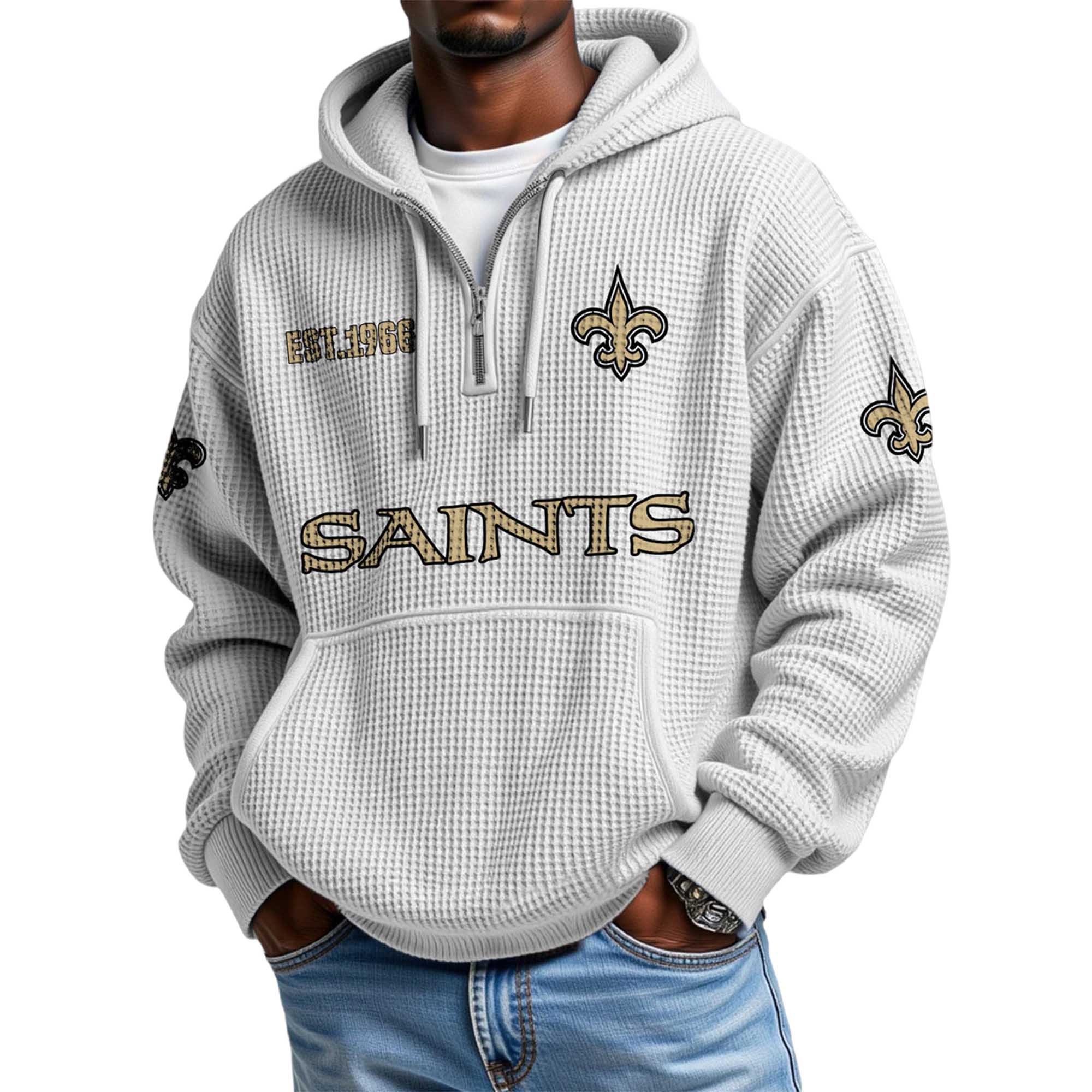 Saints EST 1966 Waffle Quarter Zip Hoodie 5 Saints EST 1966 Waffle Quarter Zip Hoodie 5