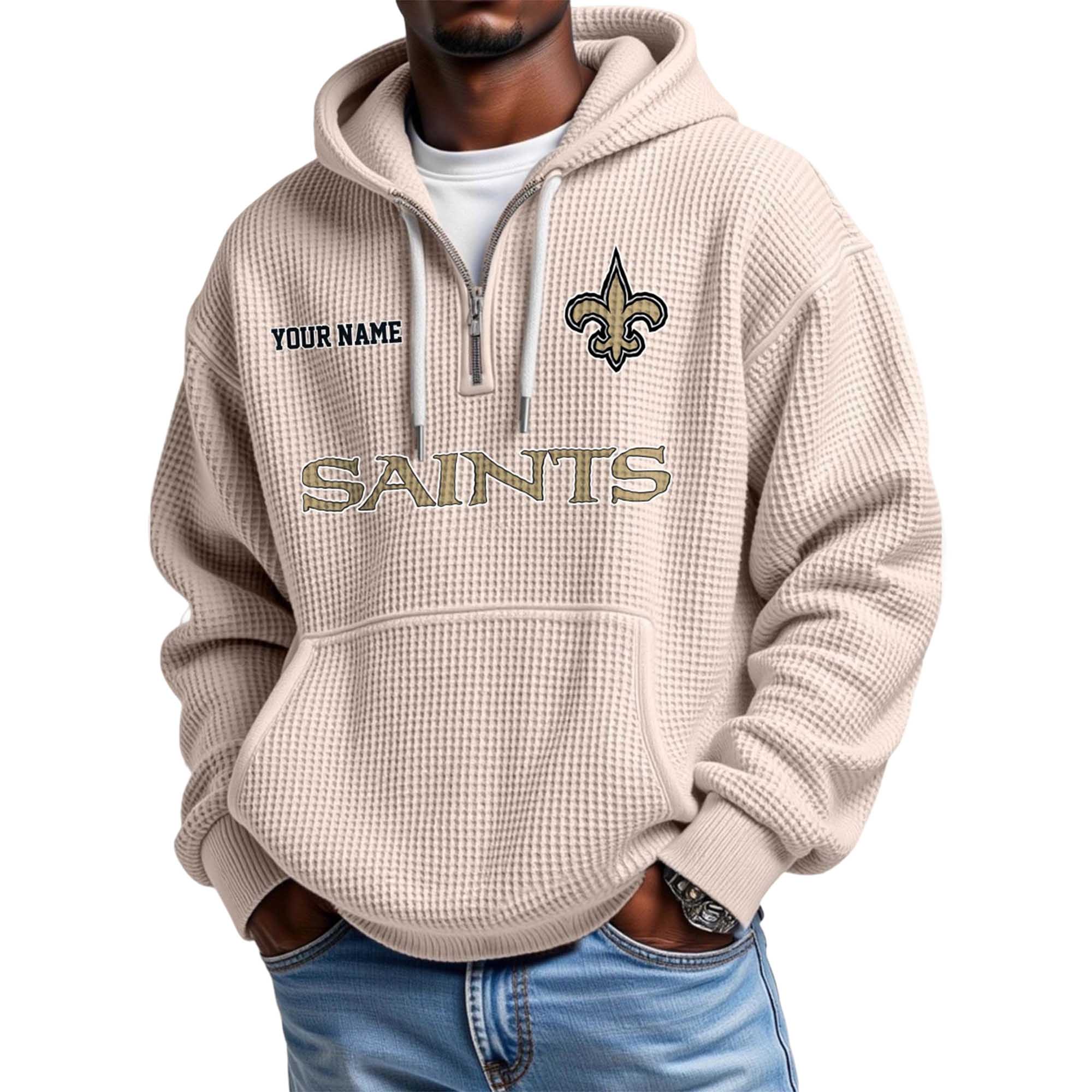 Saints Personalized Quarter Zip Waffle Hoodie 3 Saints Personalized Quarter Zip Waffle Hoodie 3