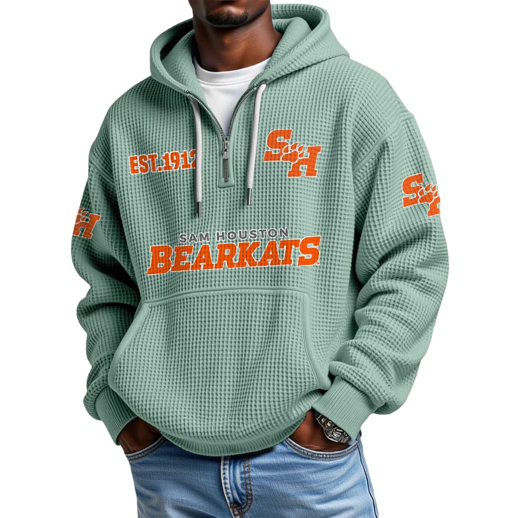Sam Houston Bearkats EST 1912 Quarter Zip Waffle Hoodie 2 Sam Houston Bearkats EST 1912 Quarter Zip Waffle Hoodie 2