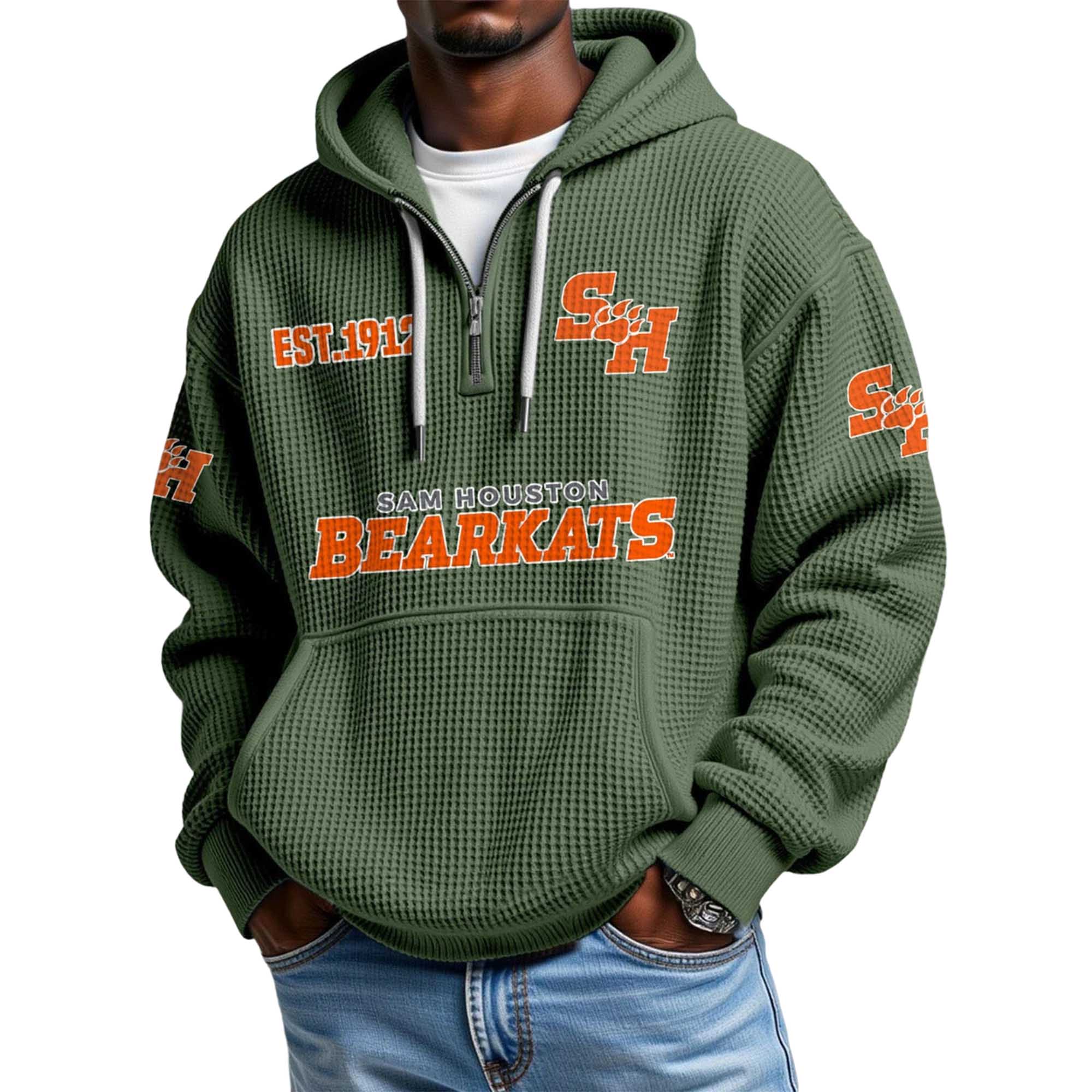 Sam Houston Bearkats EST 1912 Quarter Zip Waffle Hoodie 4 Sam Houston Bearkats EST 1912 Quarter Zip Waffle Hoodie 4