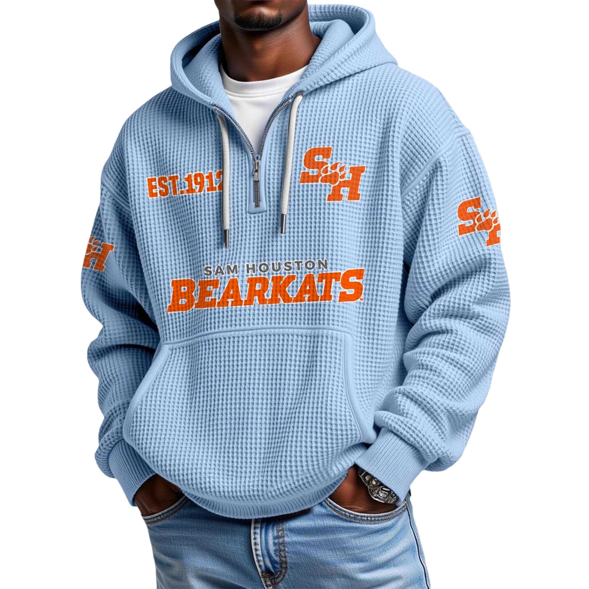 Sam Houston Bearkats EST 1912 Quarter Zip Waffle Hoodie 5 Sam Houston Bearkats EST 1912 Quarter Zip Waffle Hoodie 5
