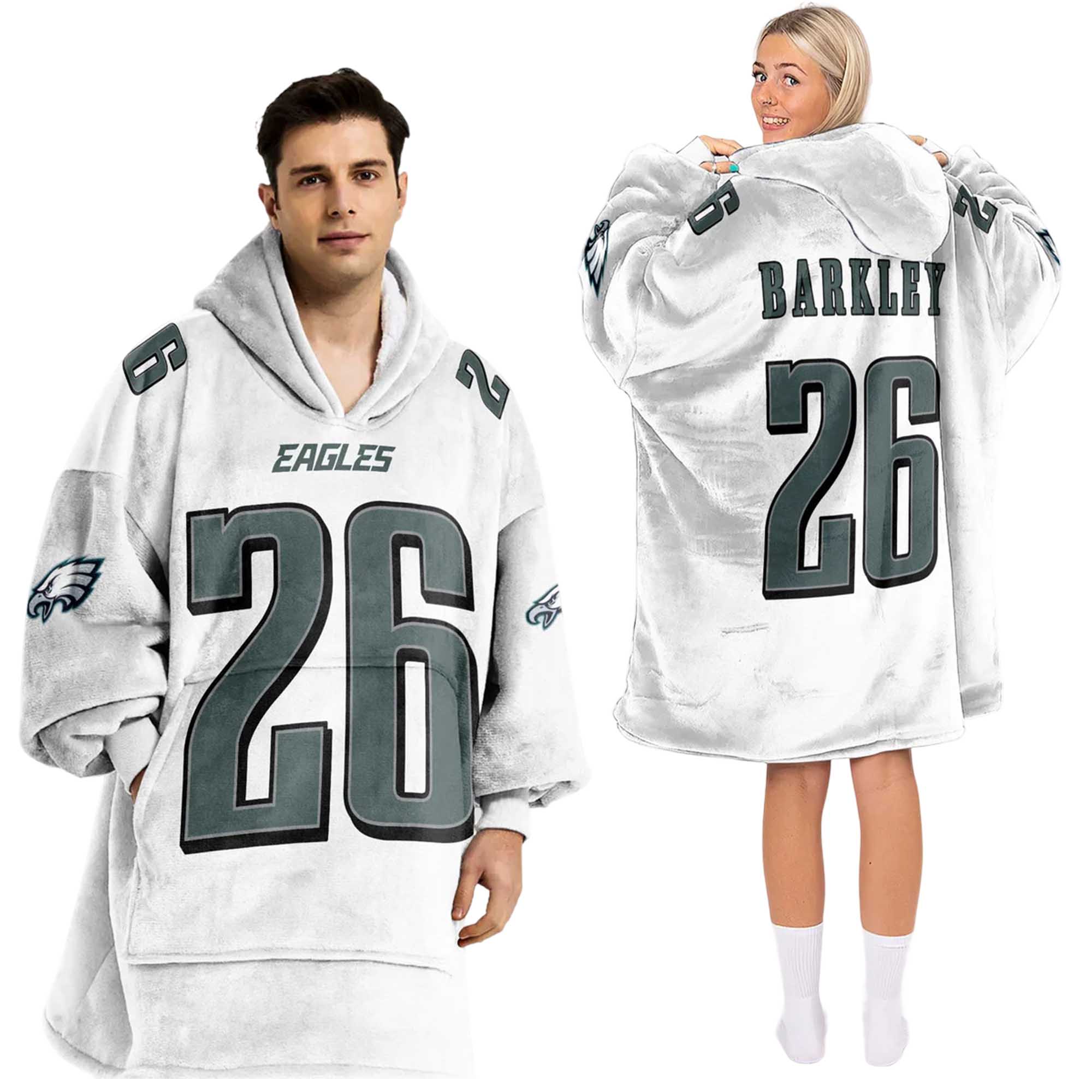 Saquon Barkley 26 Eagles Football Unisex Blanket Hoodie 2 Saquon Barkley 26 Eagles Football Unisex Blanket Hoodie (2)