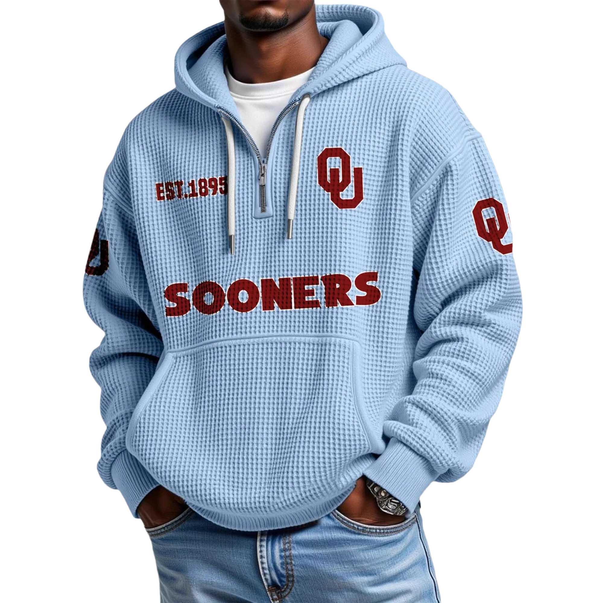 Sooners EST 1895 Quarter Zip Waffle Hoodie Sooners EST 1895 Quarter Zip Waffle Hoodie