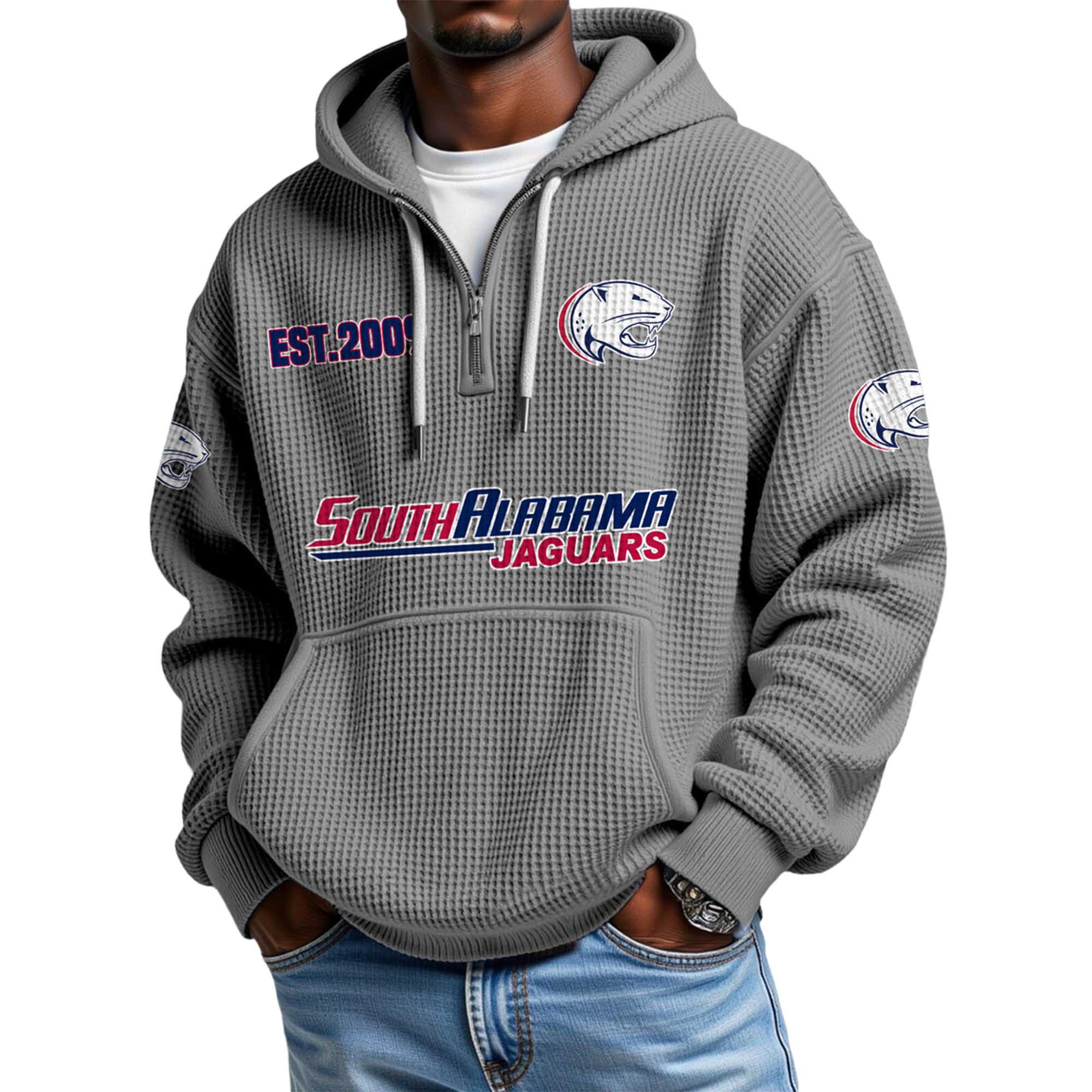 South Alabama Jaguars EST 2009 Quarter Zip Waffle Hoodie 3 South Alabama Jaguars EST 2009 Quarter Zip Waffle Hoodie 3