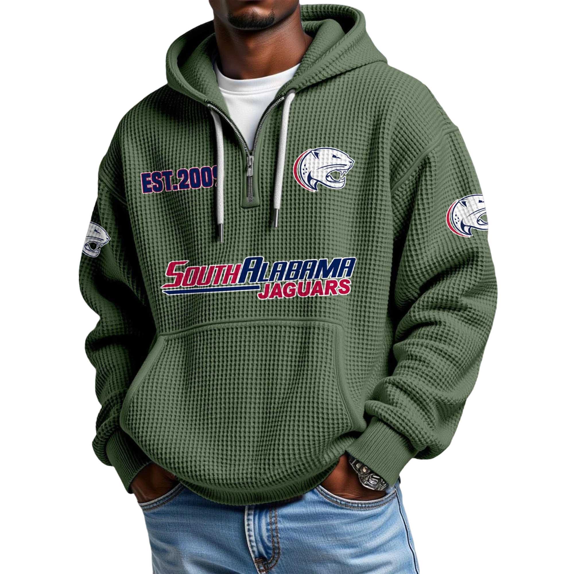 South Alabama Jaguars EST 2009 Quarter Zip Waffle Hoodie 4 South Alabama Jaguars EST 2009 Quarter Zip Waffle Hoodie 4