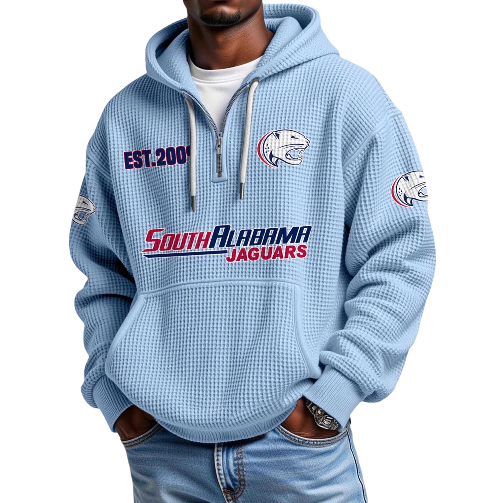 South Alabama Jaguars EST 2009 Quarter Zip Waffle Hoodie 5 South Alabama Jaguars EST 2009 Quarter Zip Waffle Hoodie 5