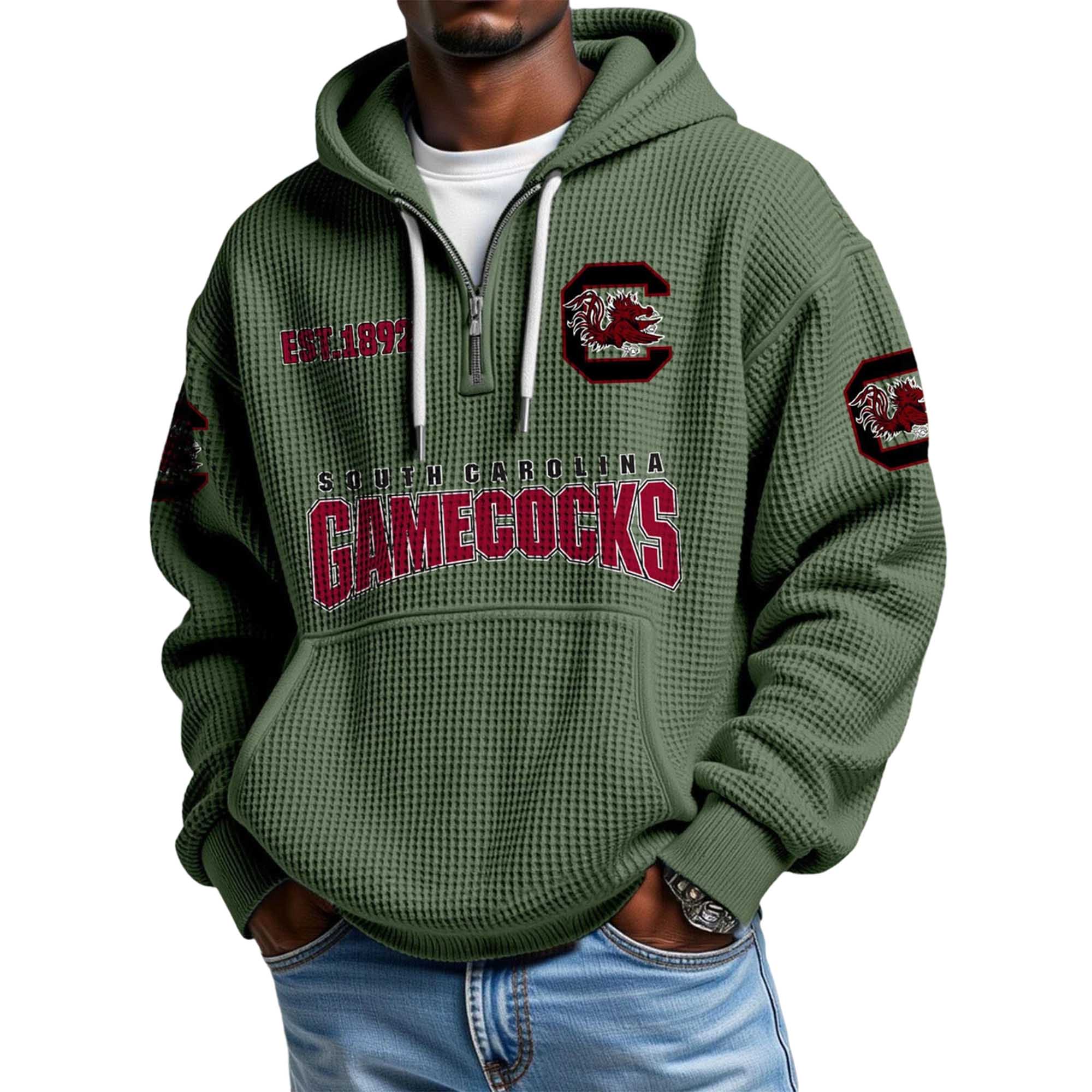 South Carolina Gamecocks EST 1892 Quarter Zip Waffle Hoodie 2 South Carolina Gamecocks EST 1892 Quarter Zip Waffle Hoodie 2