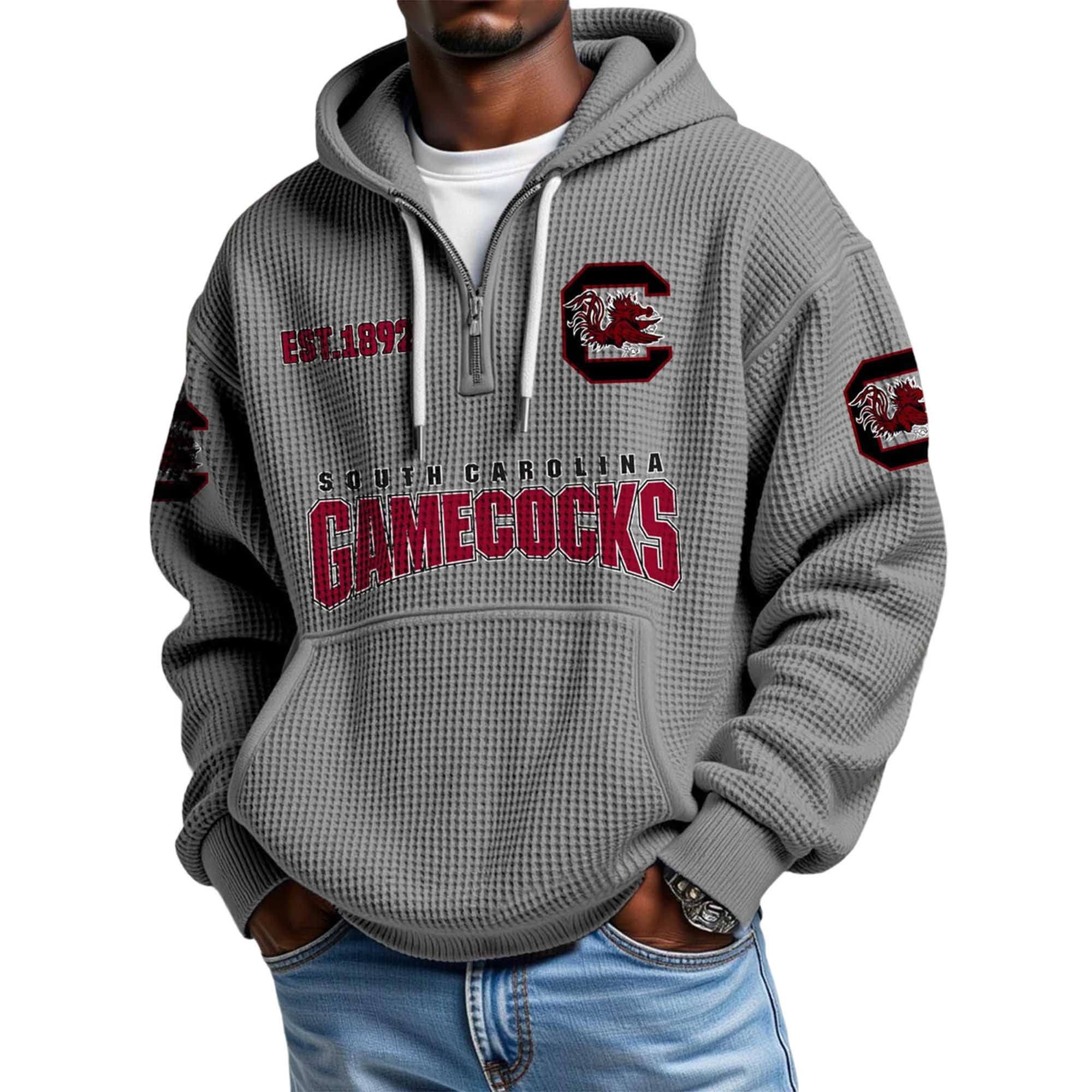 South Carolina Gamecocks EST 1892 Quarter Zip Waffle Hoodie 3 South Carolina Gamecocks EST 1892 Quarter Zip Waffle Hoodie 3