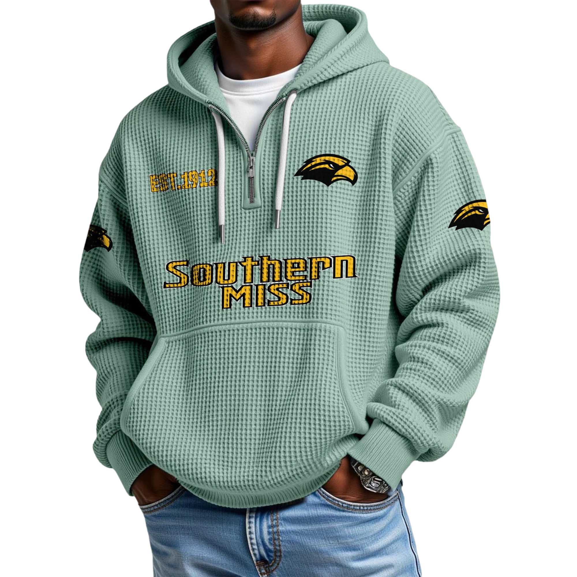 Southern Miss EST 1912 Quarter Zip Waffle Hoodie 2 Southern Miss EST 1912 Quarter Zip Waffle Hoodie 2