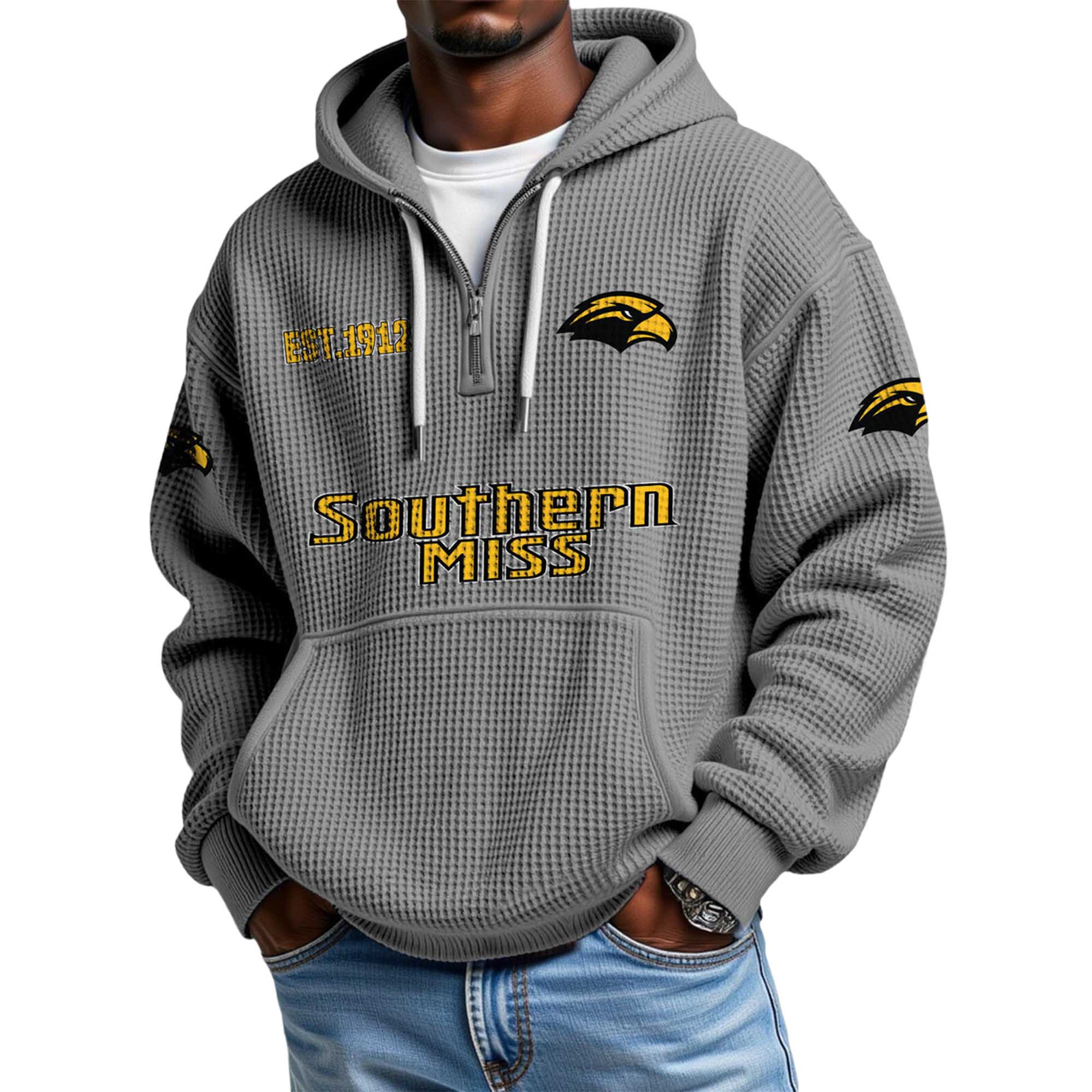 Southern Miss EST 1912 Quarter Zip Waffle Hoodie 3 Southern Miss EST 1912 Quarter Zip Waffle Hoodie 3