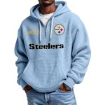 Steelers Personalized Quarter Zip Waffle Hoodie