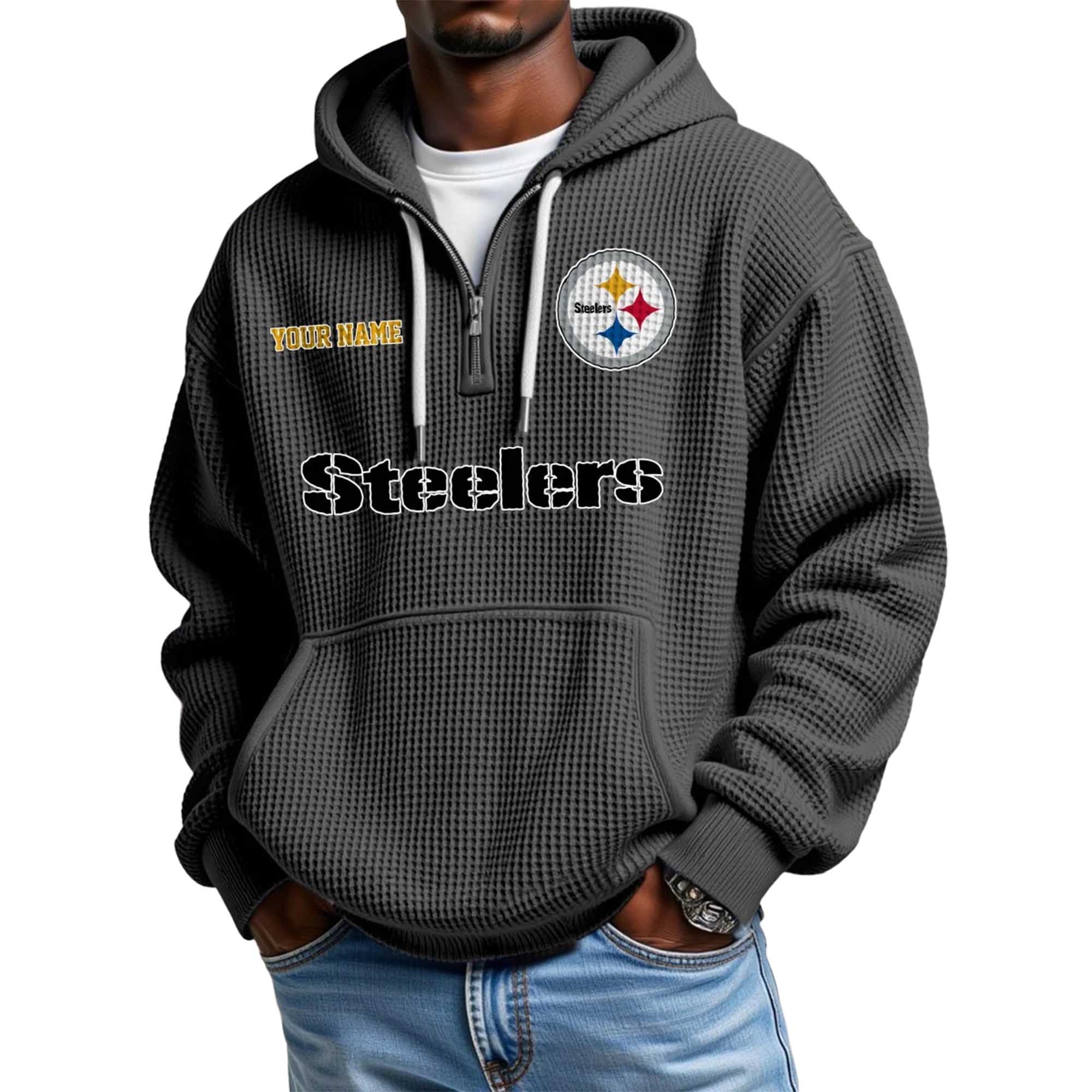 Steelers Personalized Quarter Zip Waffle Hoodie 2 Steelers Personalized Quarter Zip Waffle Hoodie (2)