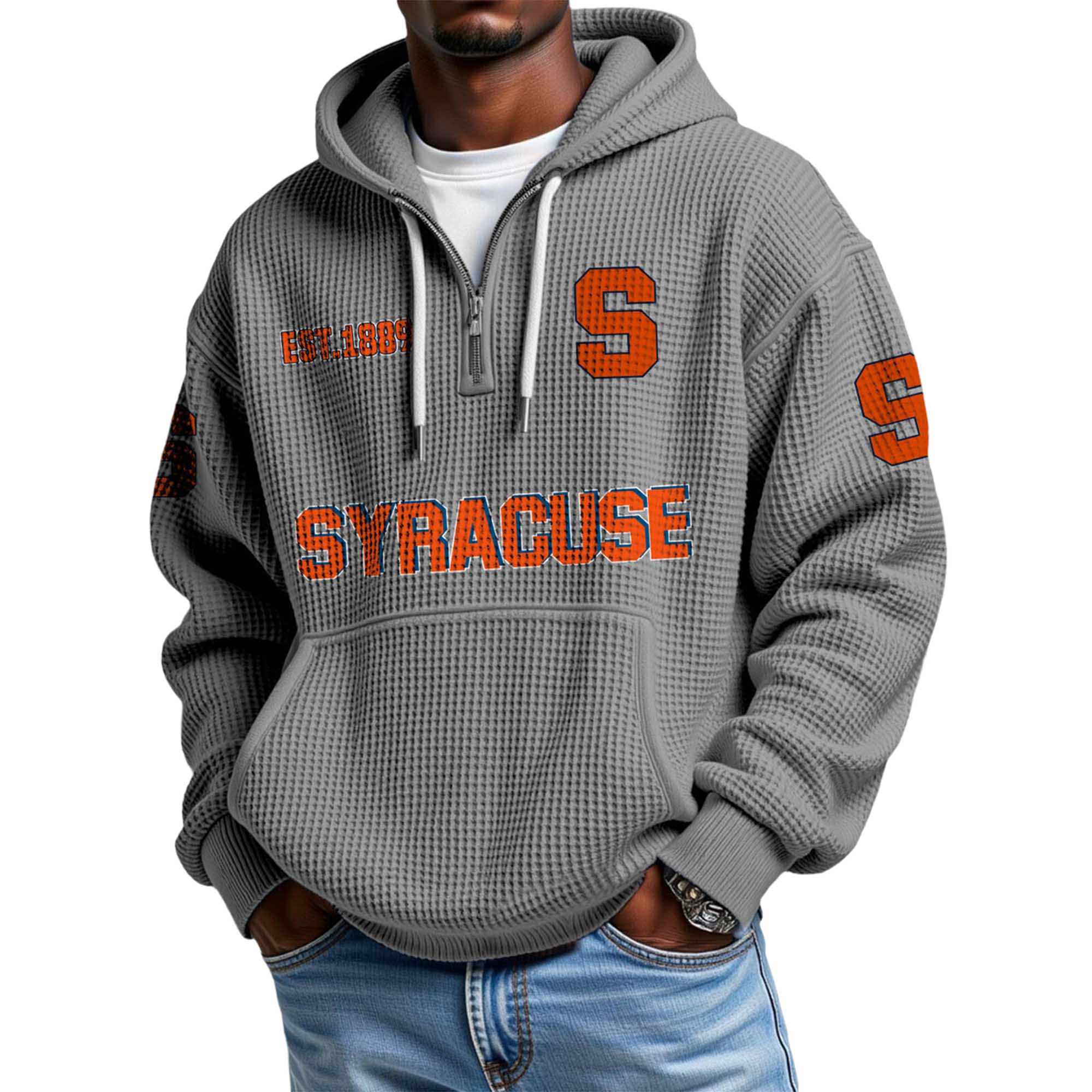 Syracuse EST 1889 Quarter Zip Waffle Hoodie 4 Syracuse EST 1889 Quarter Zip Waffle Hoodie 4