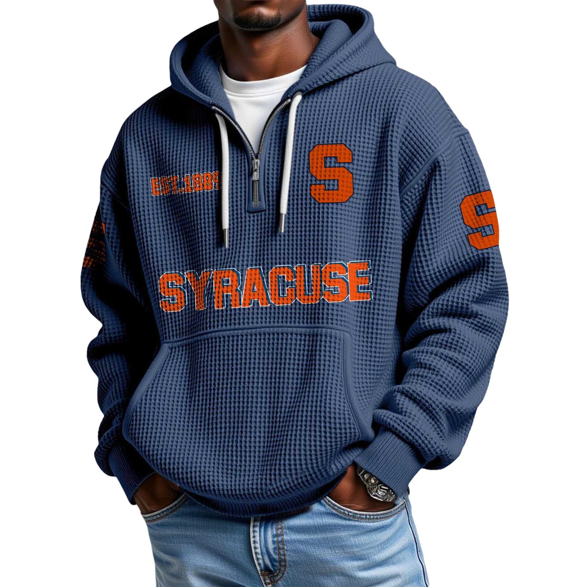 Syracuse EST 1889 Quarter Zip Waffle Hoodie 5 Syracuse EST 1889 Quarter Zip Waffle Hoodie 5
