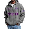 TCU EST 1896 Quarter Zip Waffle Hoodie 3