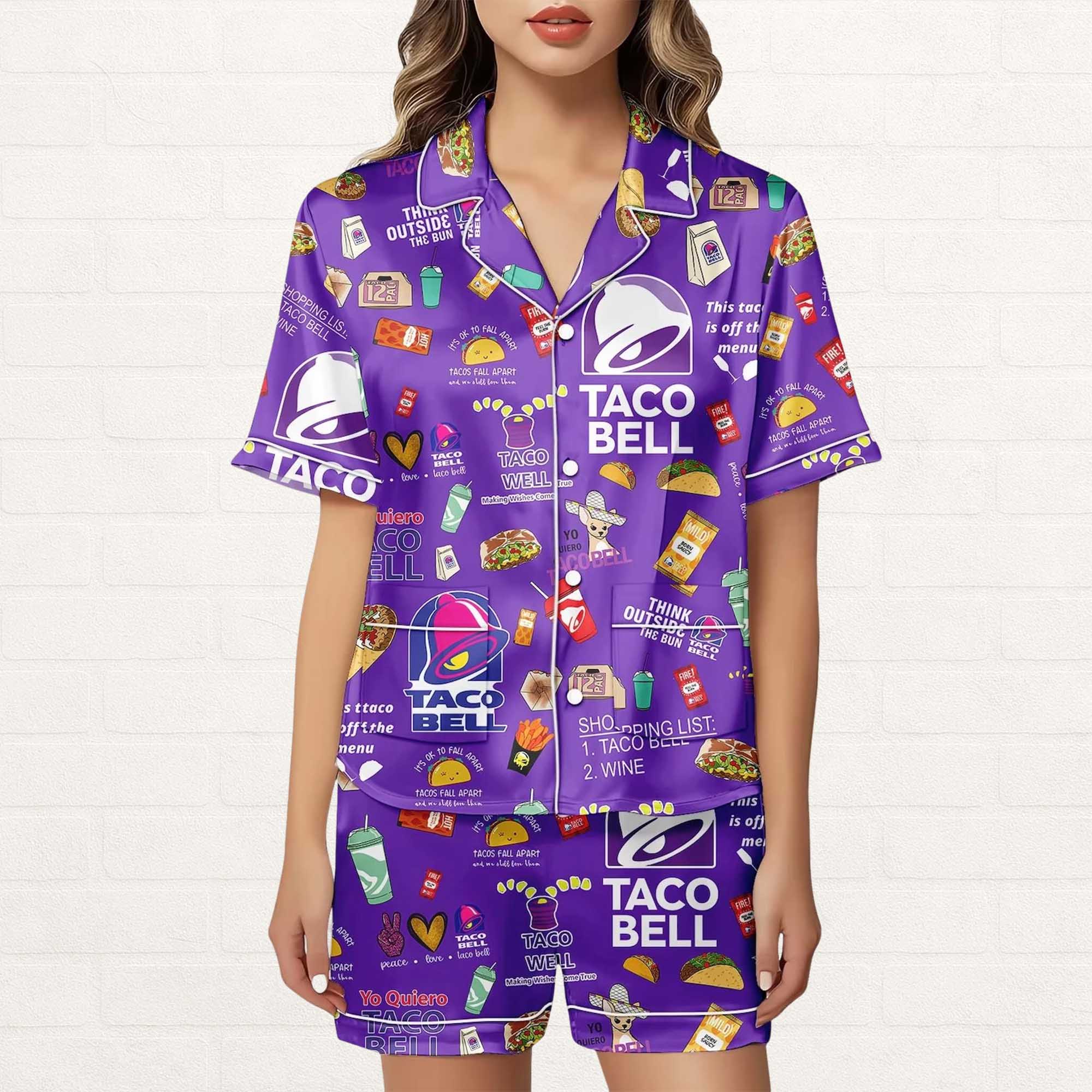 Taco Bell Short Satin Pajamas Set Taco Bell Short Satin Pajamas Set