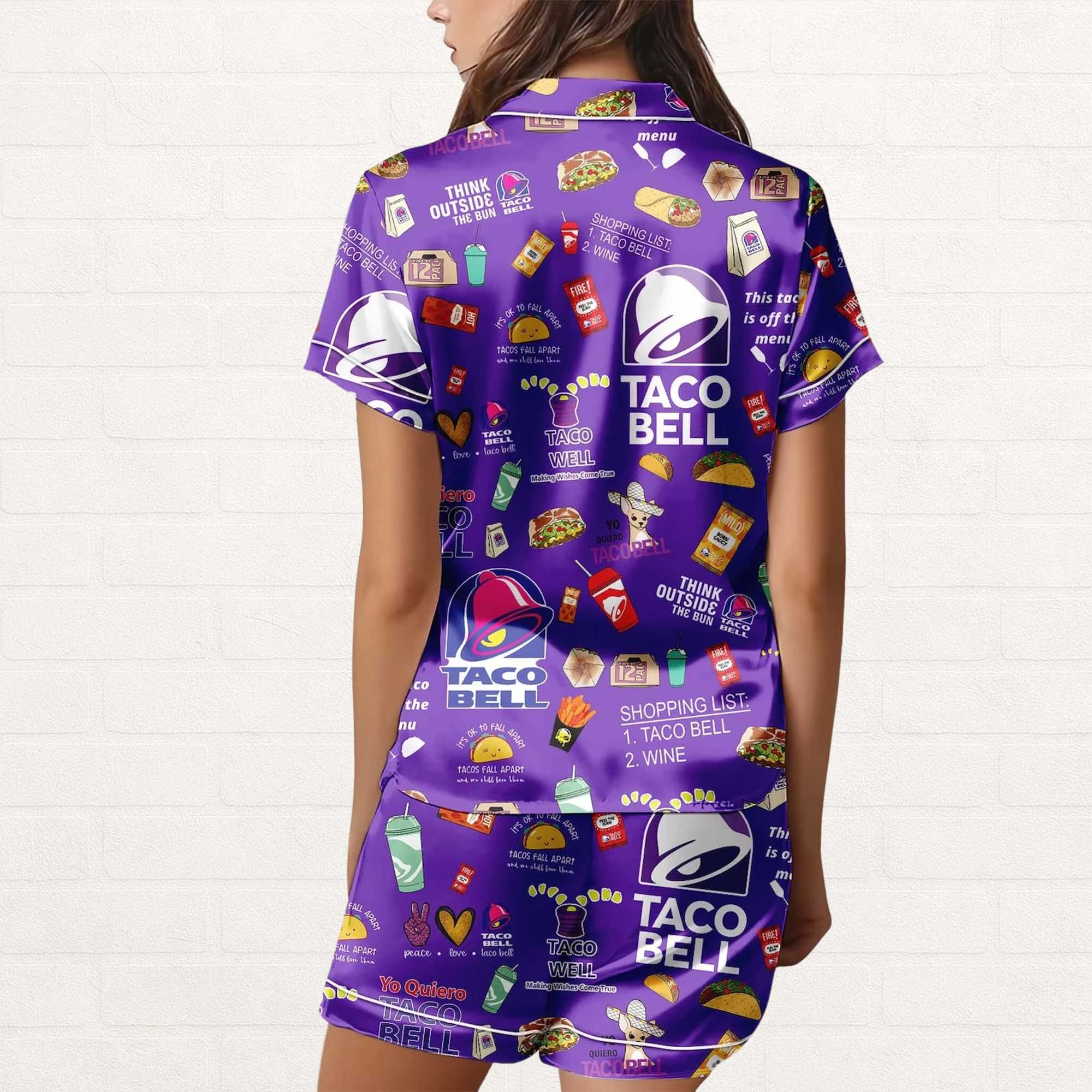 Taco Bell Short Satin Pajamas Set 2 Taco Bell Short Satin Pajamas Set (2)