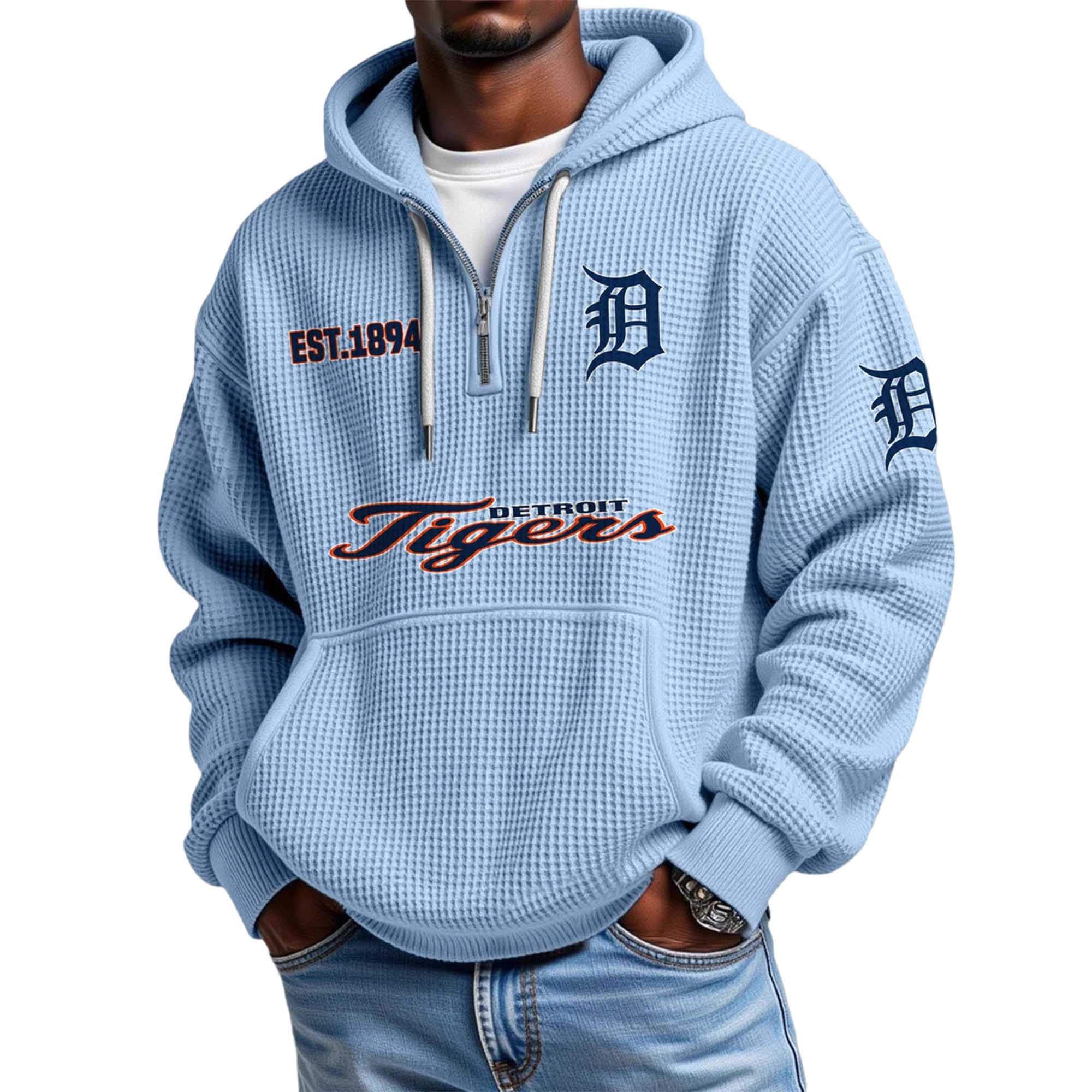 Tigers EST 1894 Waffle Quarter Zip Hoodie 4 Tigers EST 1894 Waffle Quarter Zip Hoodie (4)