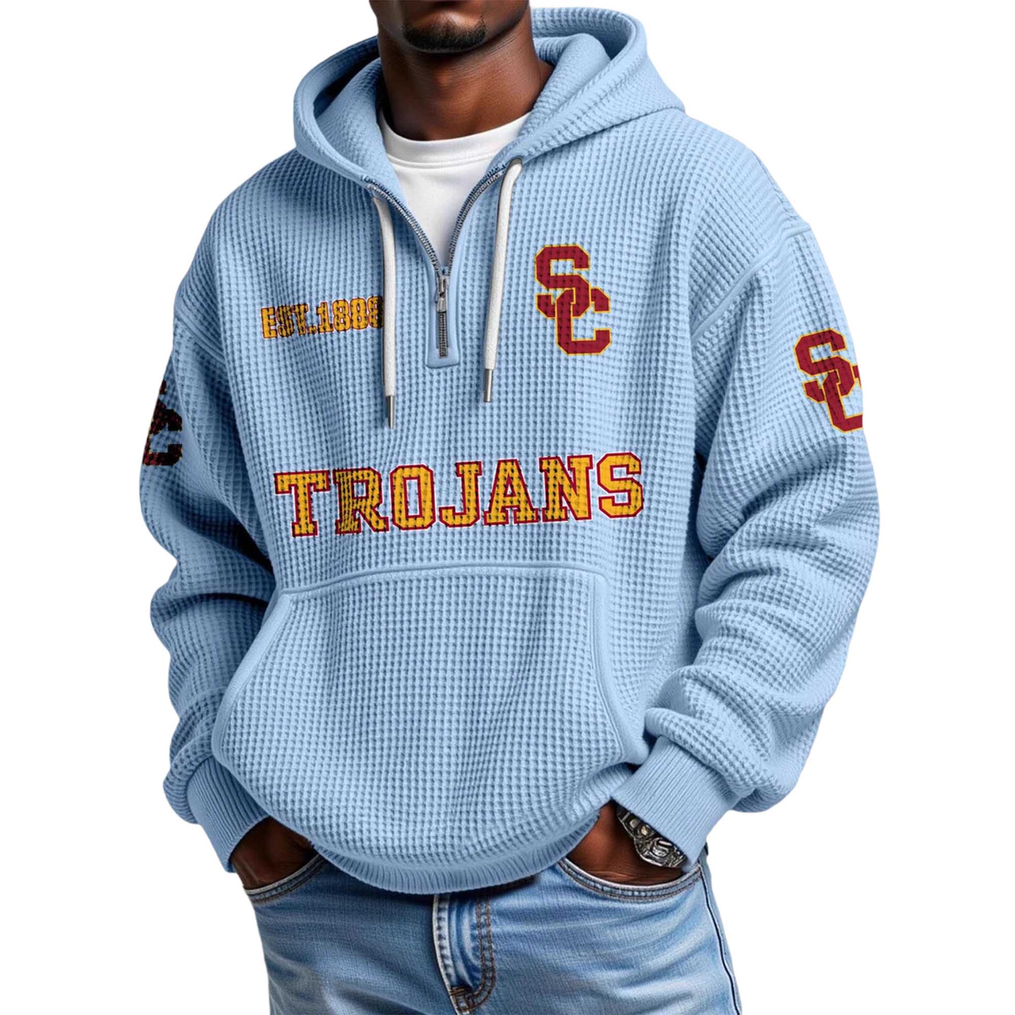 Trojans EST 1886 Quarter Zip Waffle Hoodie 2 Trojans EST 1886 Quarter Zip Waffle Hoodie 2