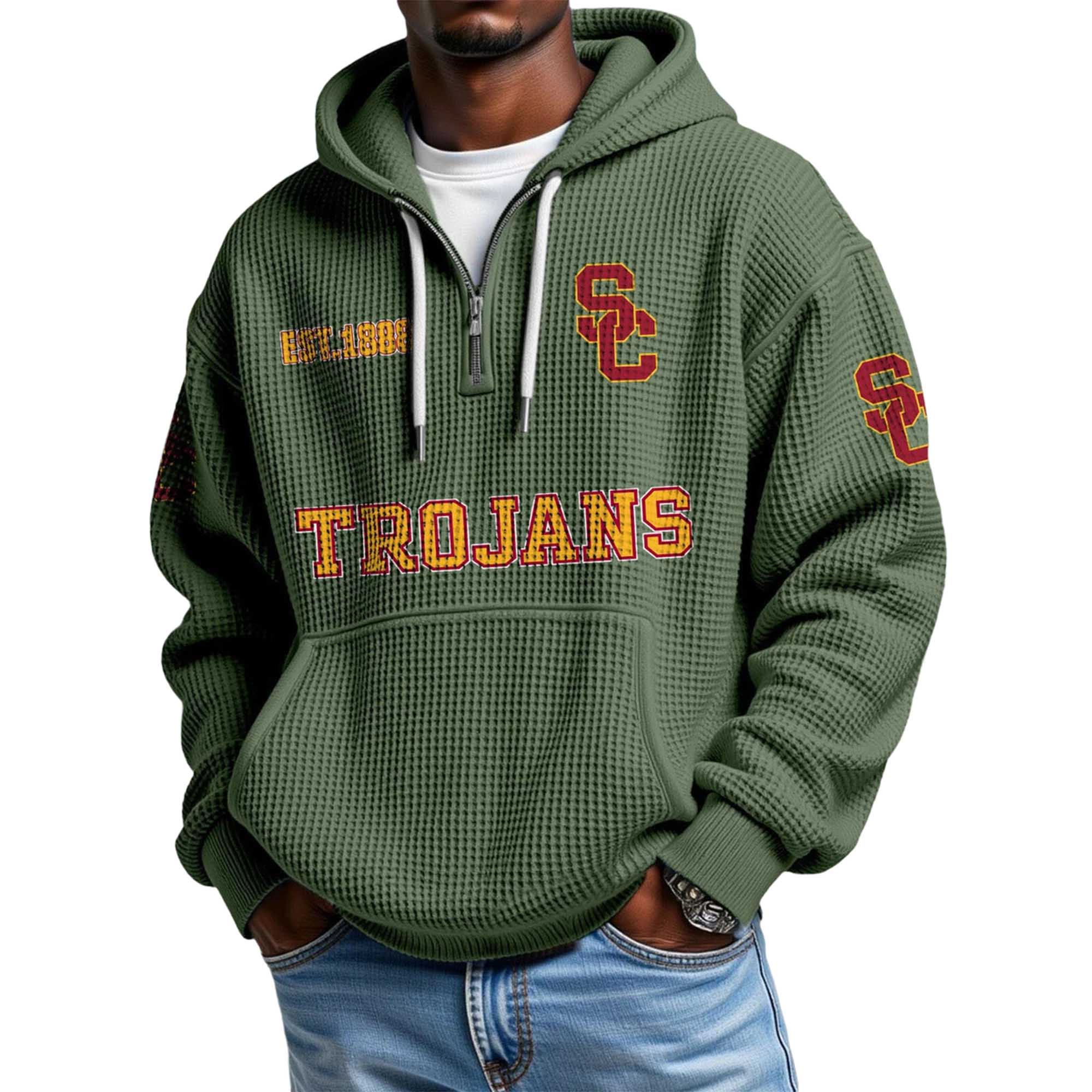 Trojans EST 1886 Quarter Zip Waffle Hoodie 3 Trojans EST 1886 Quarter Zip Waffle Hoodie 3