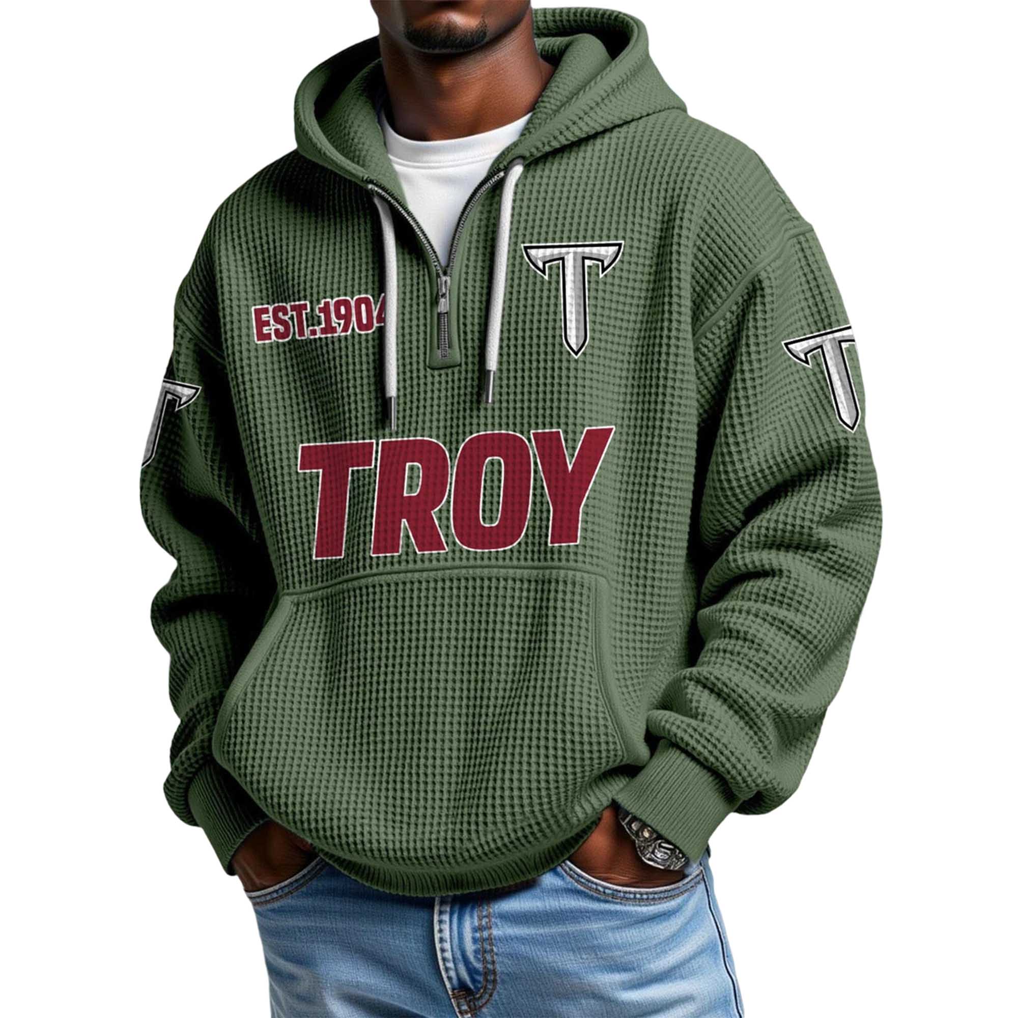 Troy EST 1904 Quarter Zip Waffle Hoodie 3 Troy EST 1904 Quarter Zip Waffle Hoodie 3