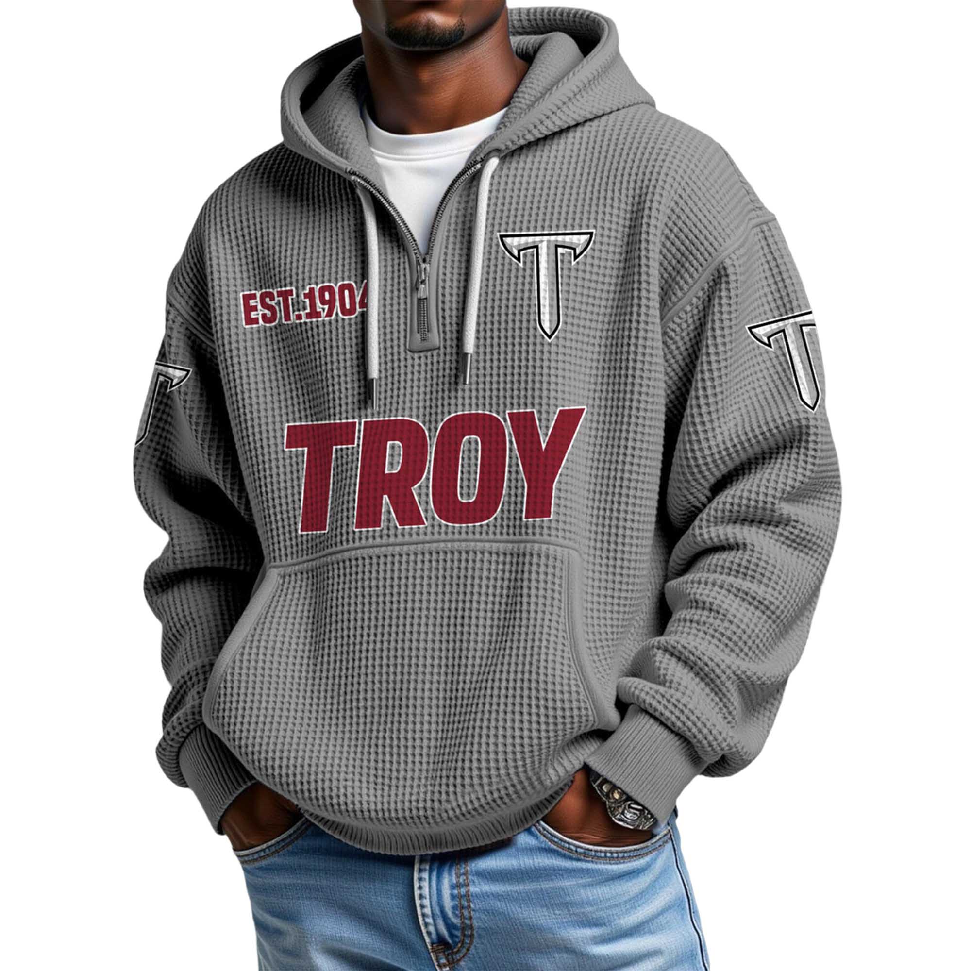 Troy EST 1904 Quarter Zip Waffle Hoodie 4 Troy EST 1904 Quarter Zip Waffle Hoodie 4