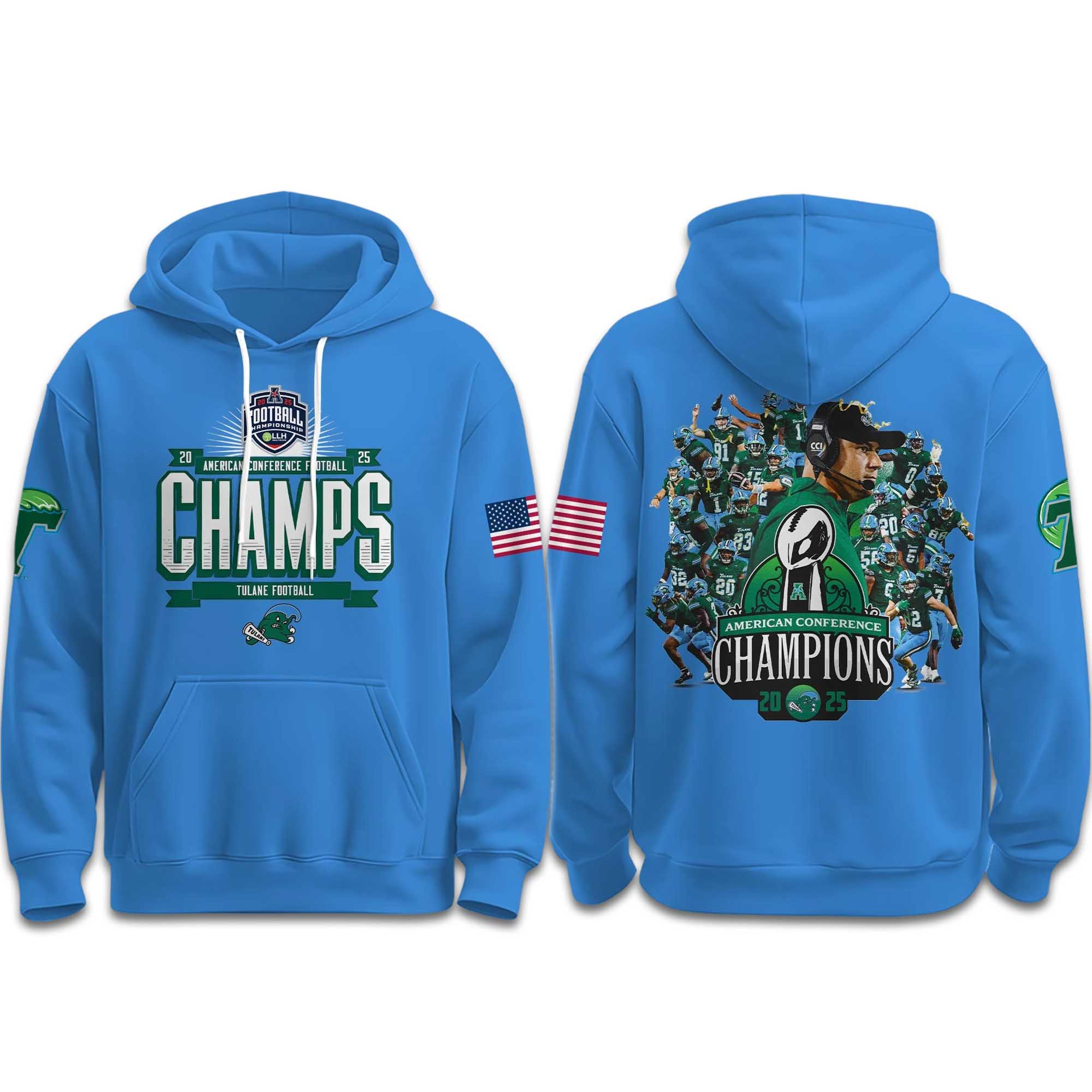 Tulane 2025 American Football Champions All Team Hoodie 3 Tulane 2025 American Football Champions All Team Hoodie (3)