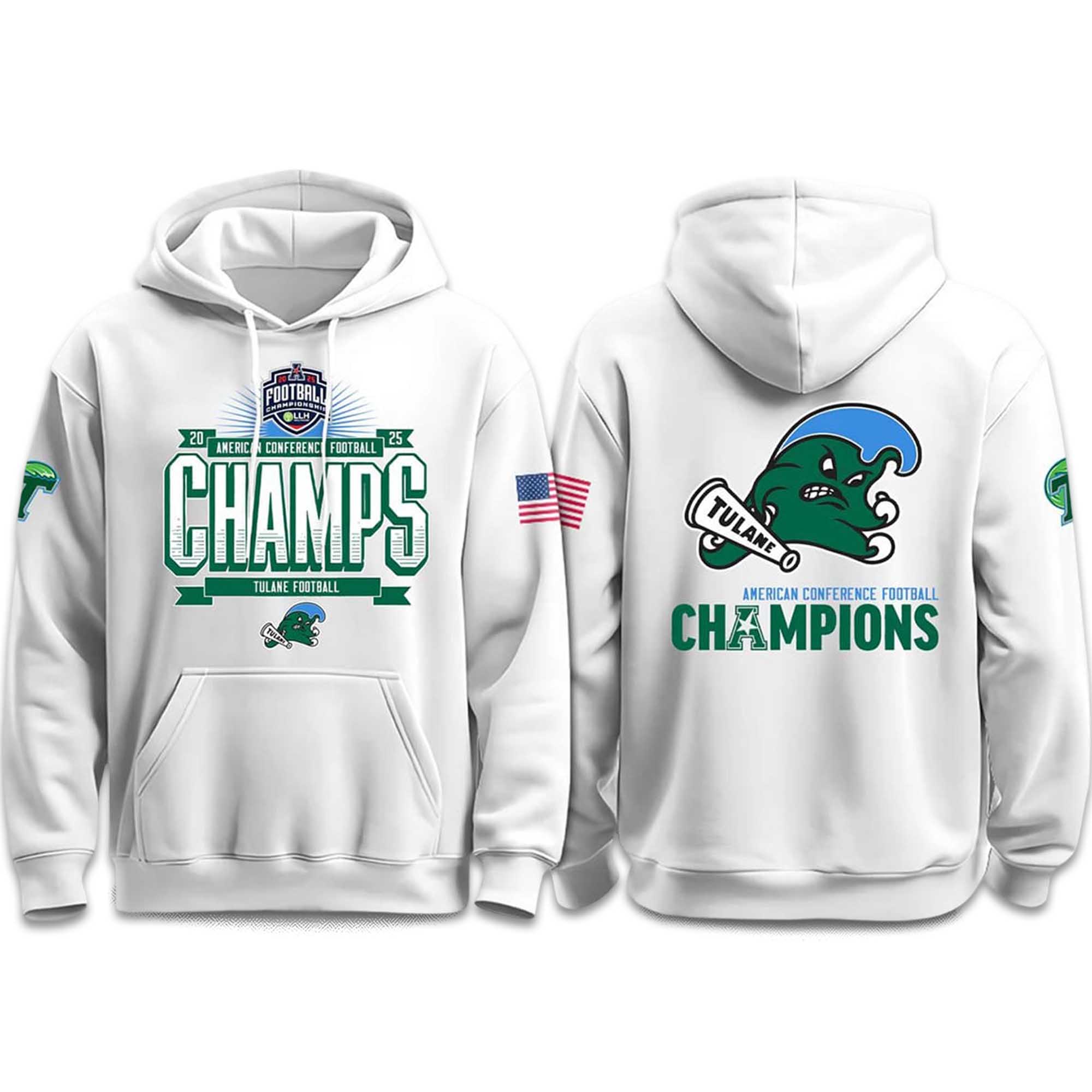 Tulane American Conference Football Champions 2025 Hoodie Tulane American Conference Football Champions 2025 Hoodie