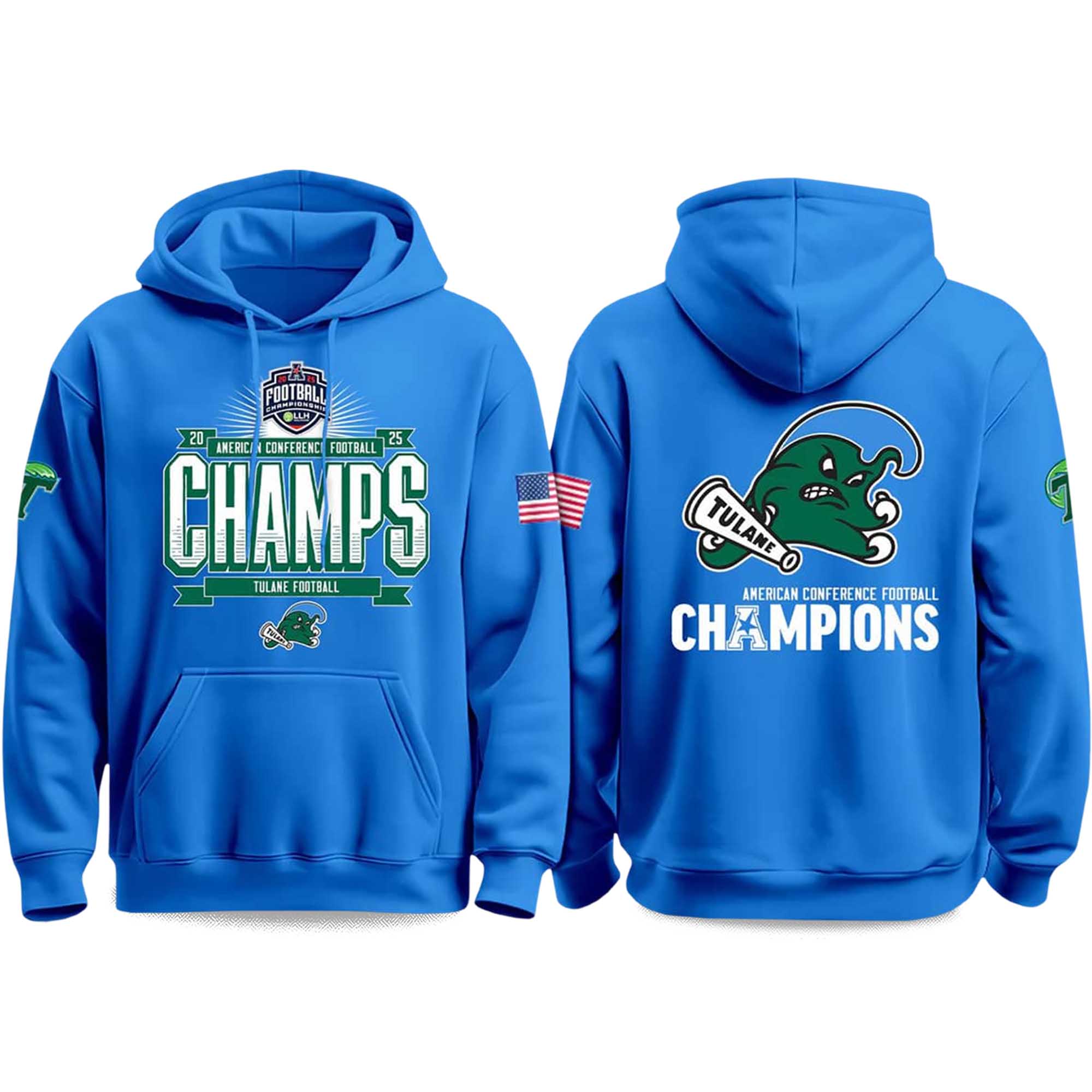 Tulane American Conference Football Champions 2025 Hoodie 2 Tulane American Conference Football Champions 2025 Hoodie (2)