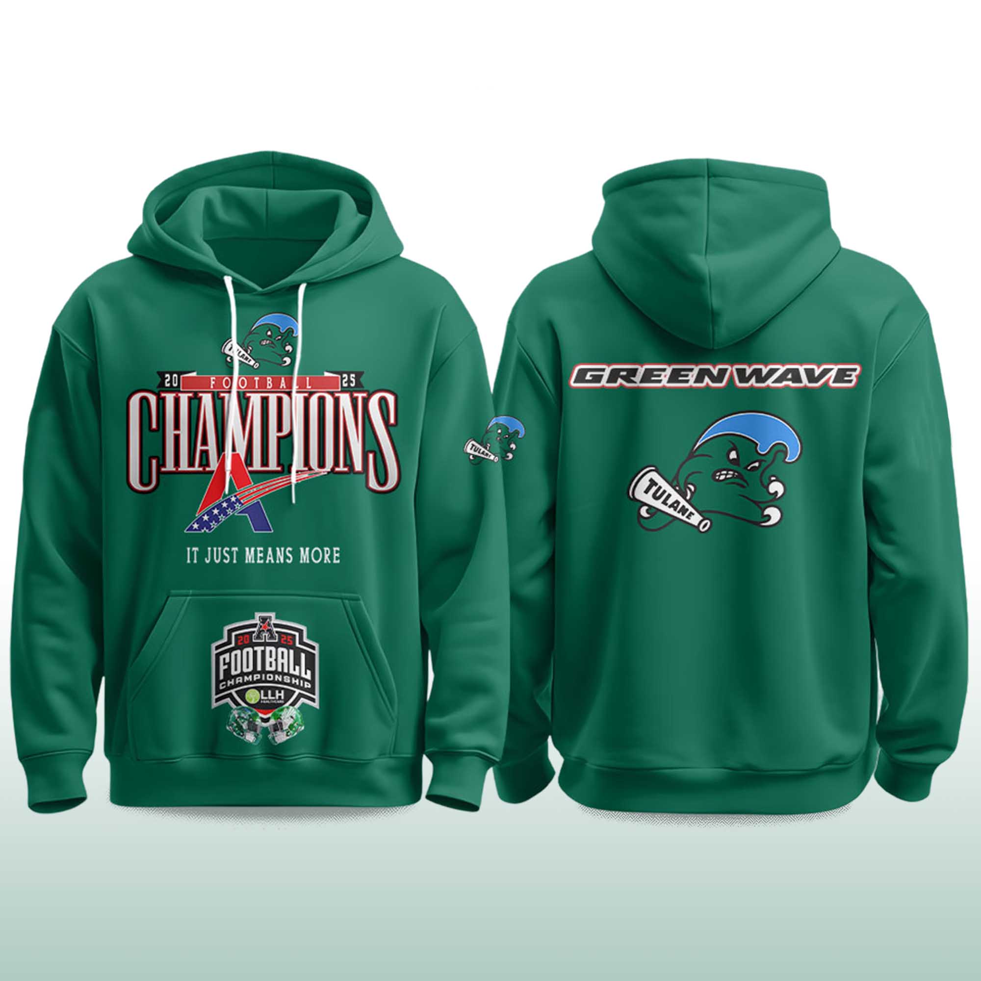 Tulane Green Wave American Football Champions 2025 Hoodie 2 Tulane Green Wave American Football Champions 2025 Hoodie (2)