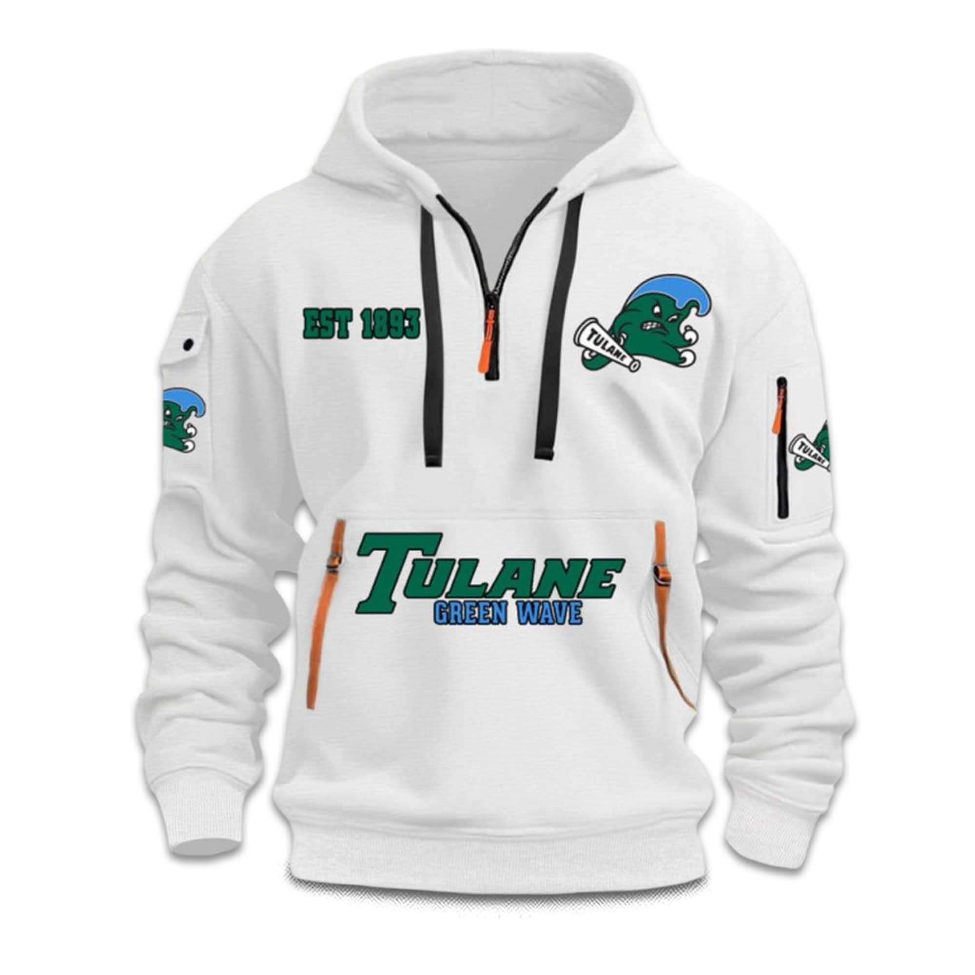 Tulane Green Wave EST 1893 Quarter Zip Hoodie Tulane Green Wave EST 1893 Quarter Zip Hoodie