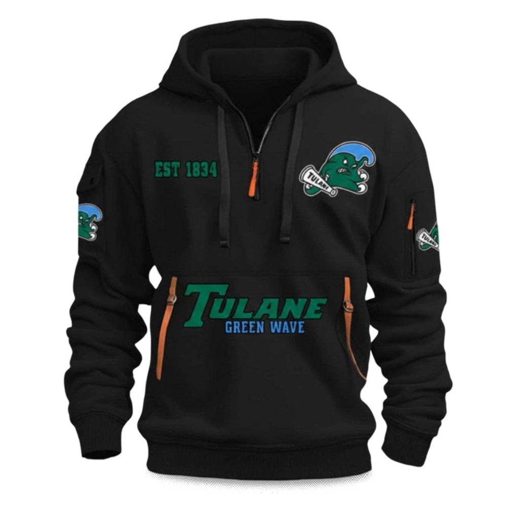 Tulane Green Wave EST 1893 Quarter Zip Hoodie