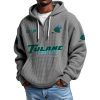 Tulane Green Wave EST 1893 Quarter Zip Waffle Hoodie 6 Tulane Green Wave EST 1893 Quarter Zip Waffle Hoodie 2