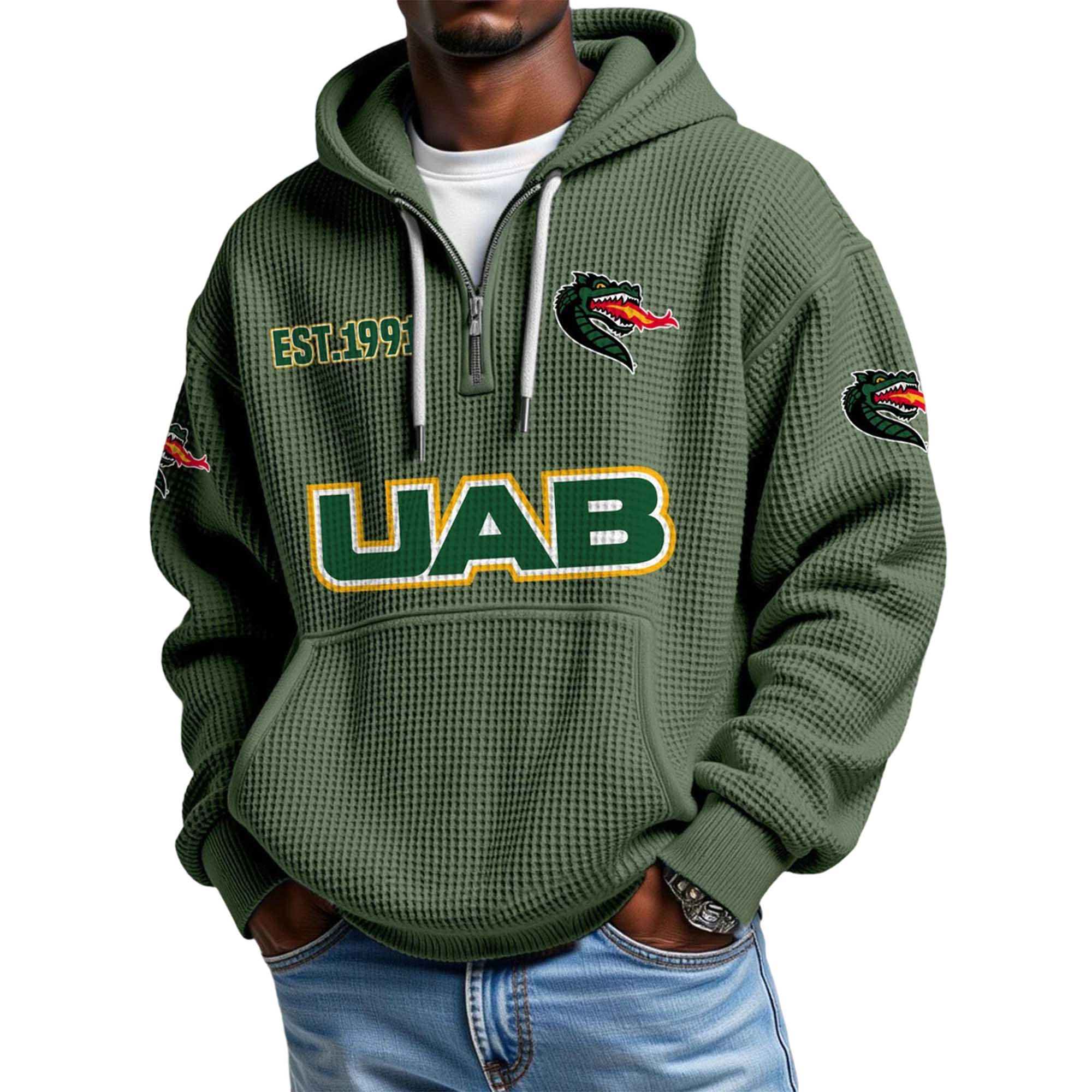 UAB EST 1991 Quarter Zip Waffle Hoodie 5 UAB EST 1991 Quarter Zip Waffle Hoodie 5