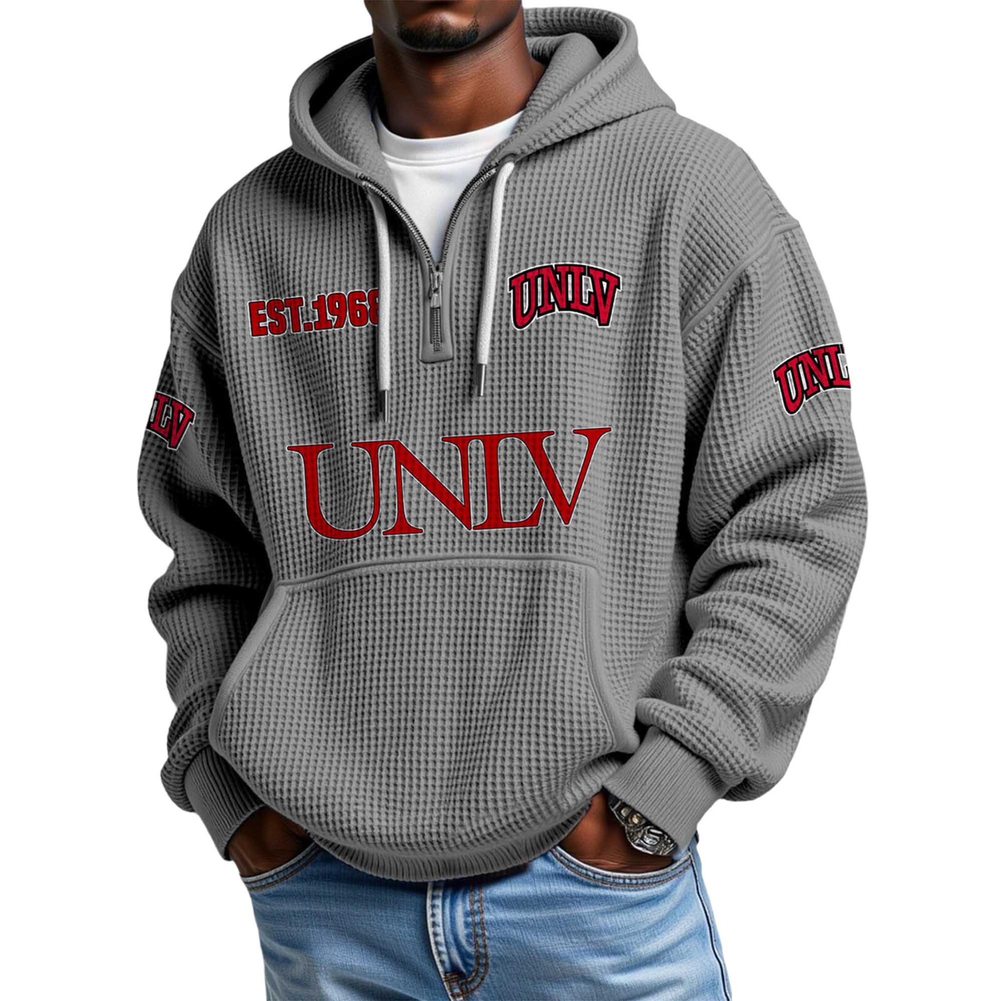 UNLV EST 1968 Quarter Zip Waffle Hoodie 3 UNLV EST 1968 Quarter Zip Waffle Hoodie 3