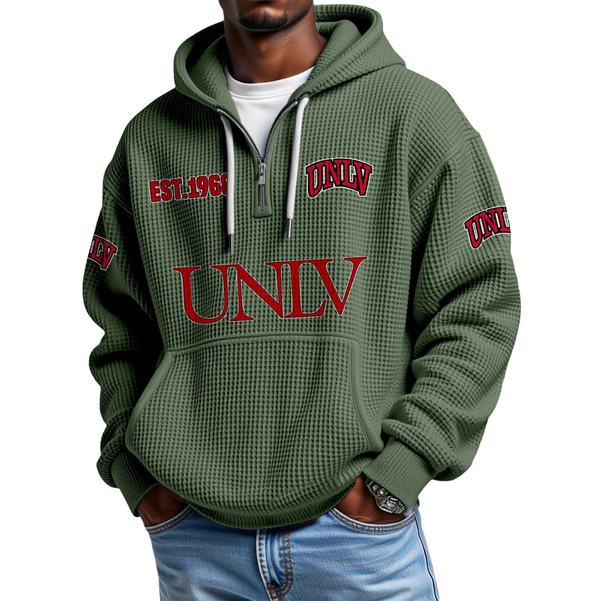 UNLV EST 1968 Quarter Zip Waffle Hoodie 4 UNLV EST 1968 Quarter Zip Waffle Hoodie 4