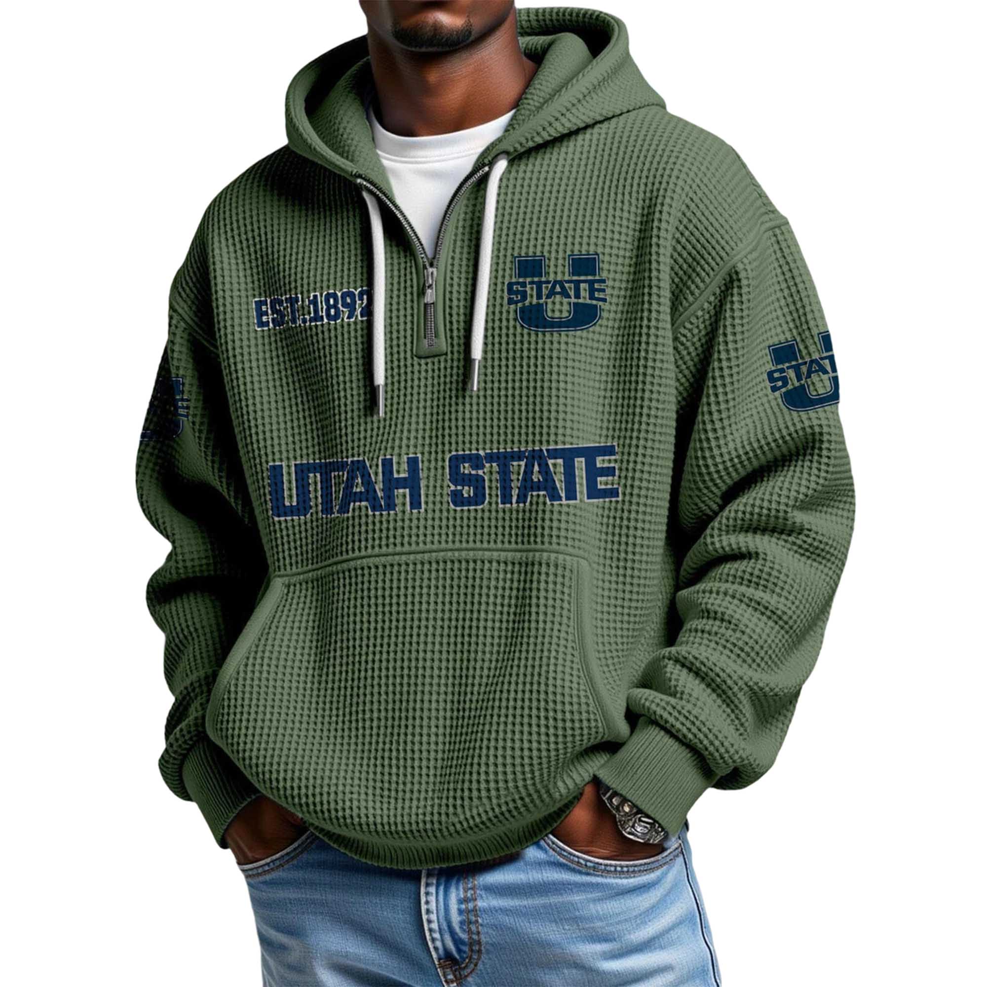 Utah State EST 1892 Quarter Zip Waffle Hoodie 3 Utah State EST 1892 Quarter Zip Waffle Hoodie 3