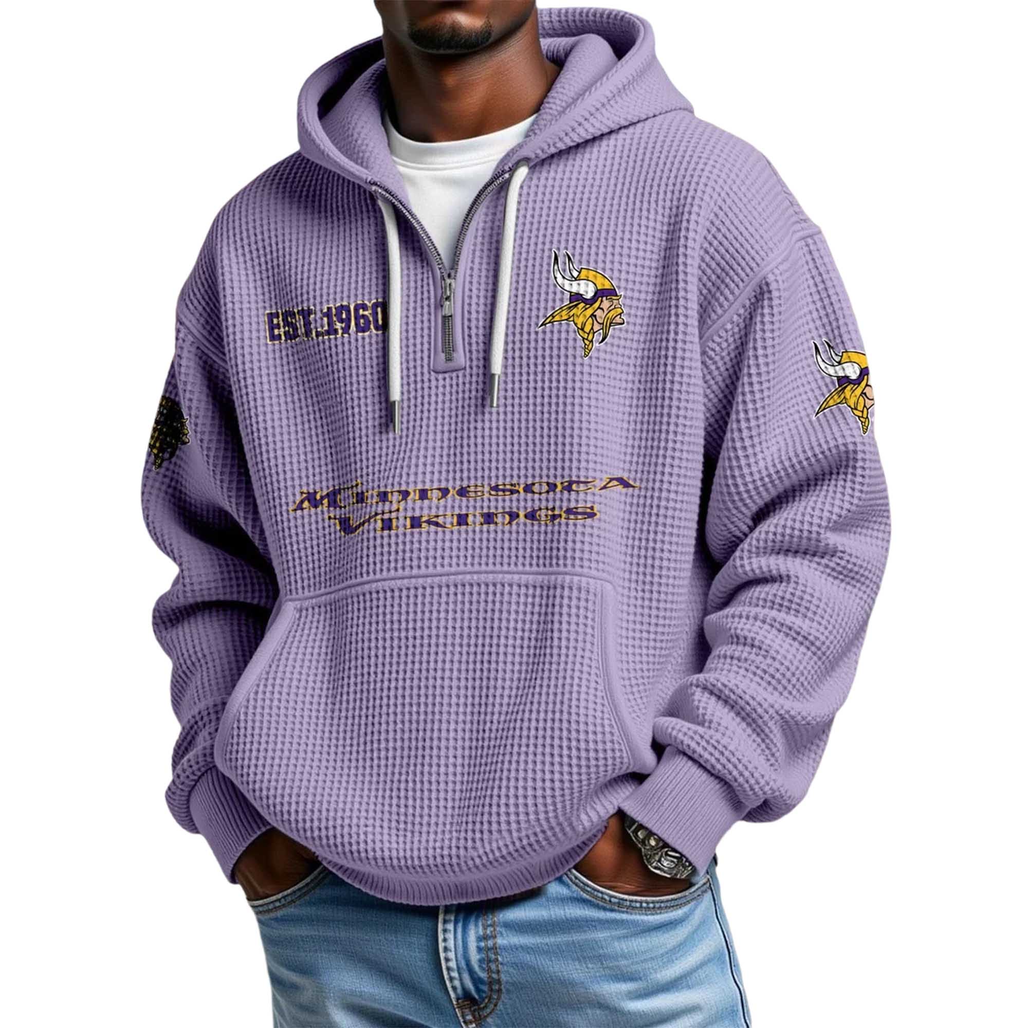 Vikings EST 1960 Waffle Quarter Zip Hoodie Vikings EST 1960 Waffle Quarter Zip Hoodie